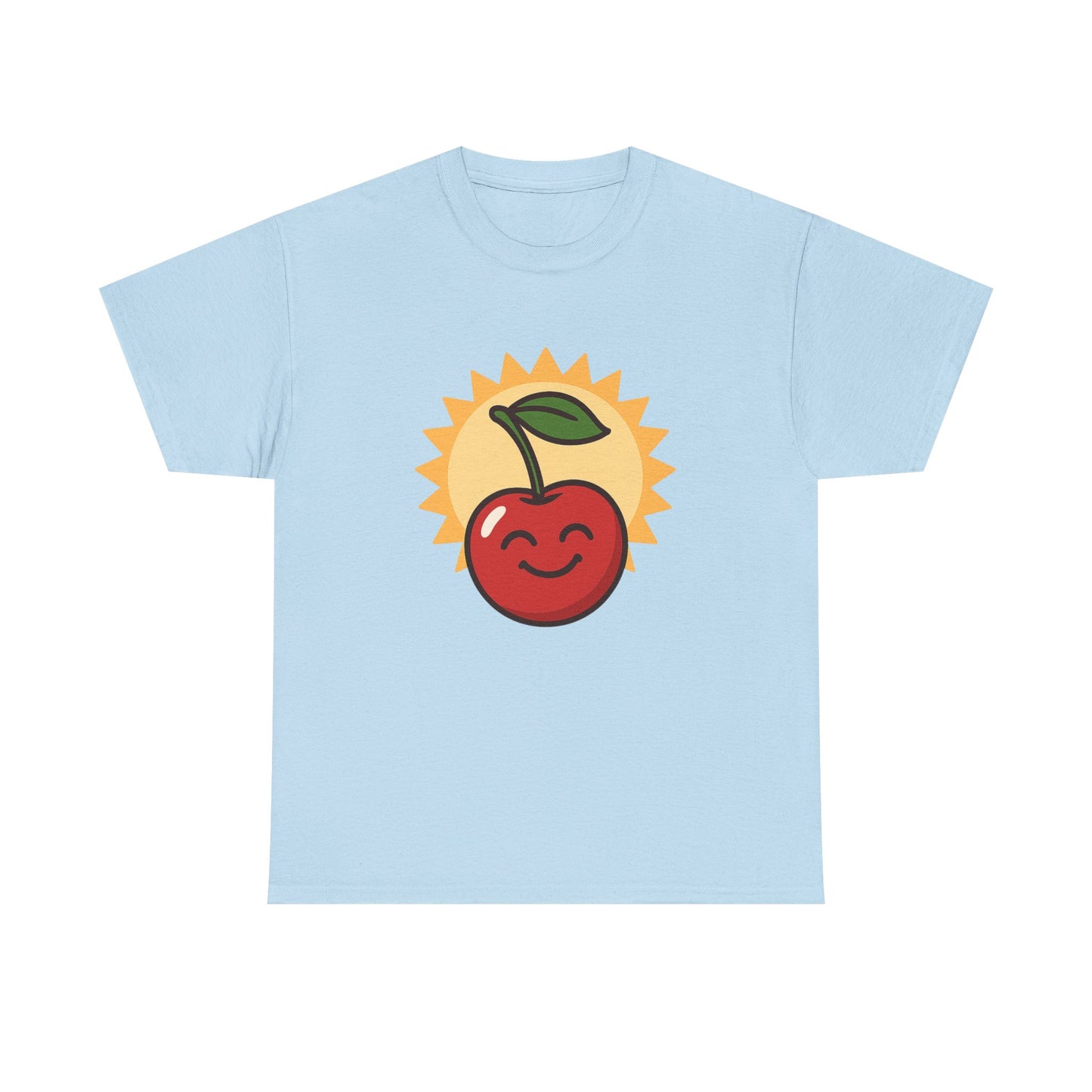 La vida es cereza, dulce arte de diseño italiano, ilustración de cereza feliz con sol