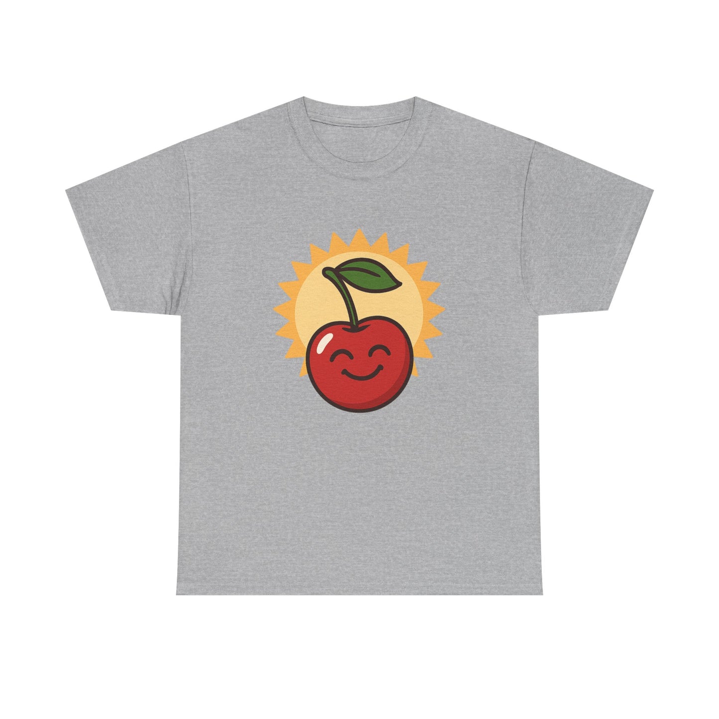 La vida es cereza, dulce arte de diseño italiano, ilustración de cereza feliz con sol