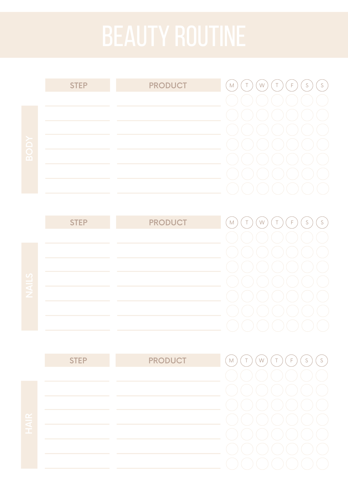 Beauty Planner Editable Canva Template for Skincare Routine