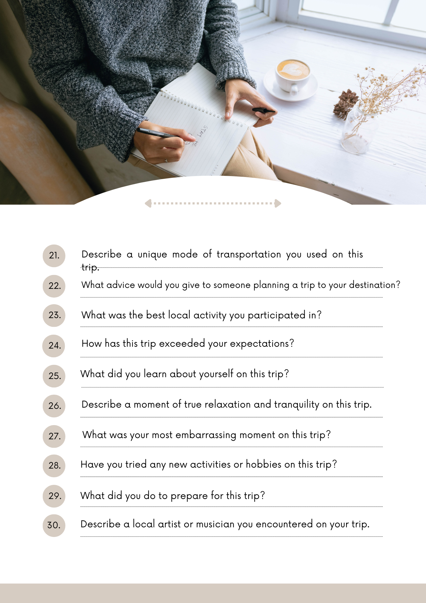 Travel Journal Prompts Canva Free Editable Template