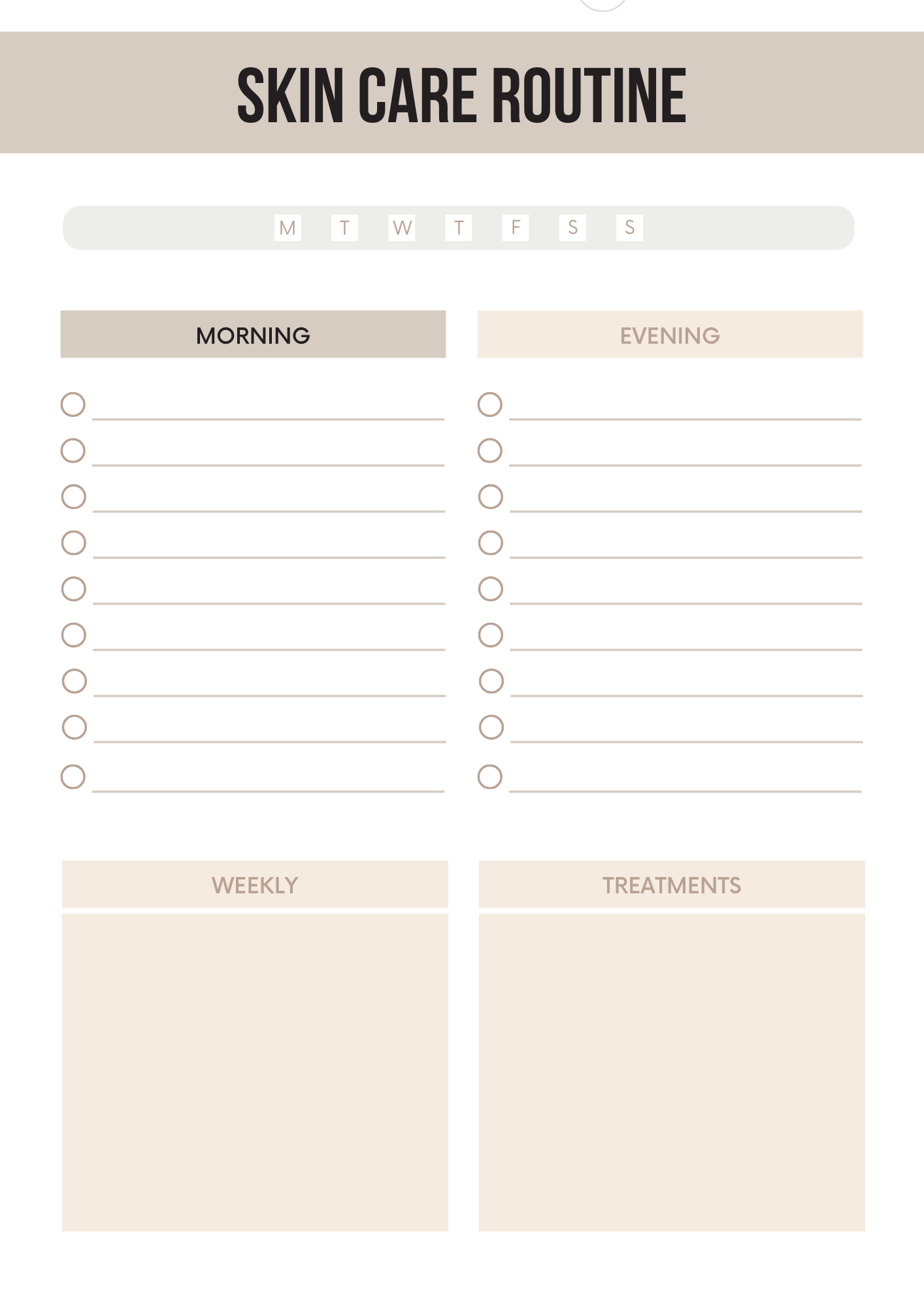 Skin Care Planner Editable Canva Template for Beauty Routines Tracking