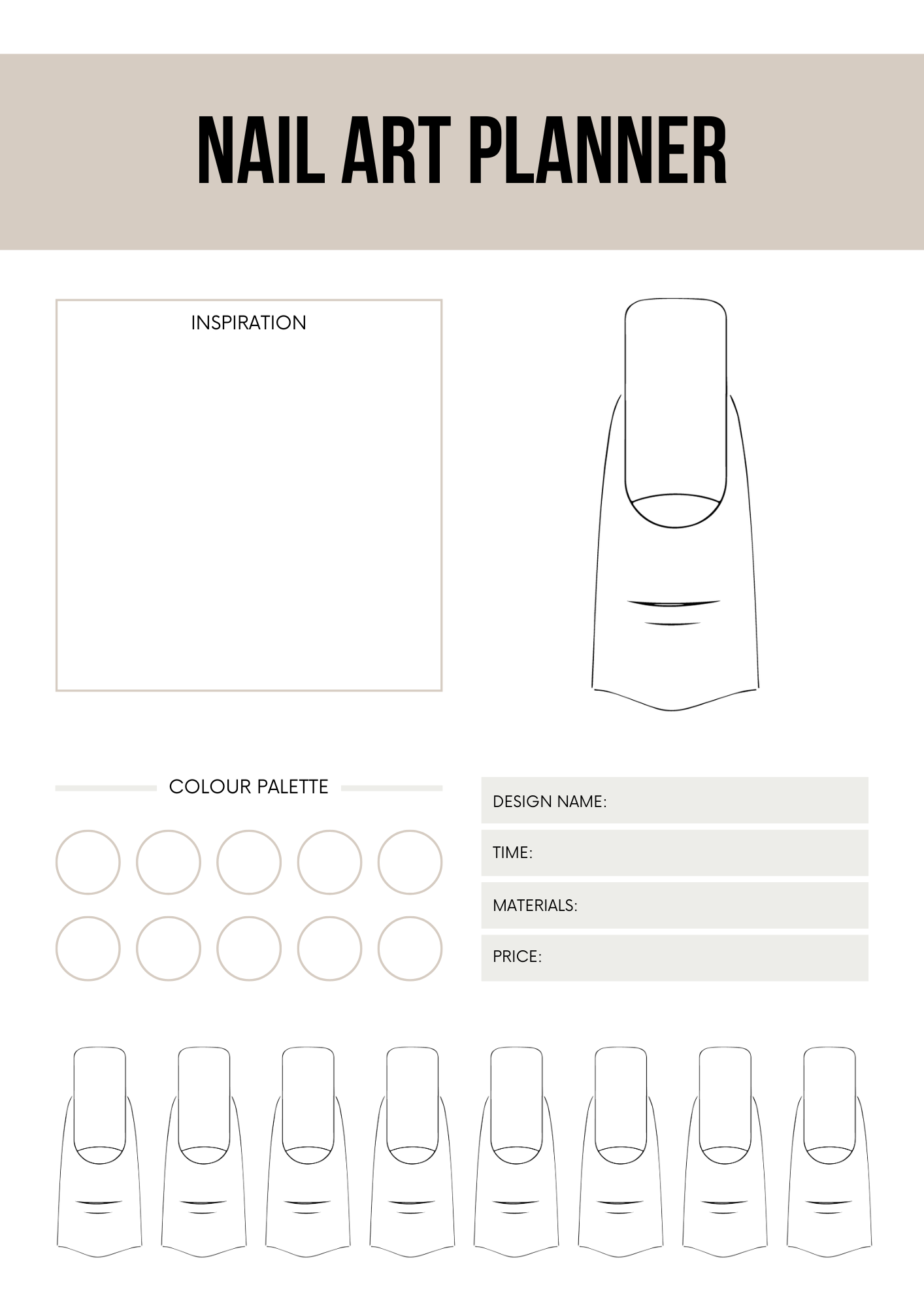 Printable Nail Art Planner Canva Template – Nail Design Organizer for Professionals & DIY