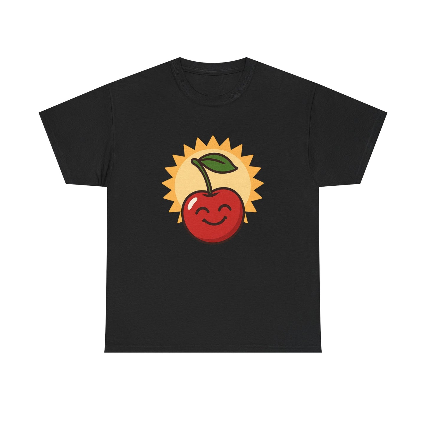 La vida es cereza, dulce arte de diseño italiano, ilustración de cereza feliz con sol