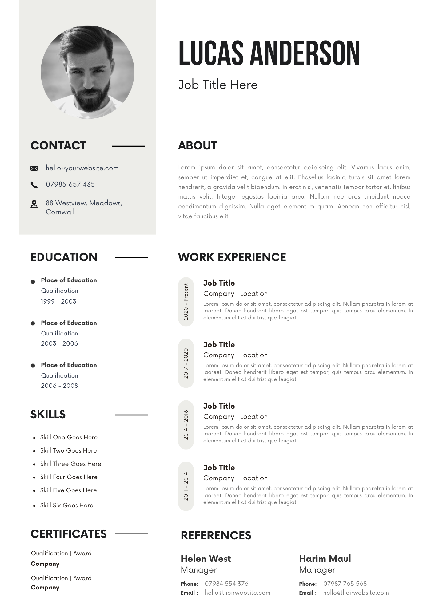 CV Templates Editable Canva Template for Professional Resumes