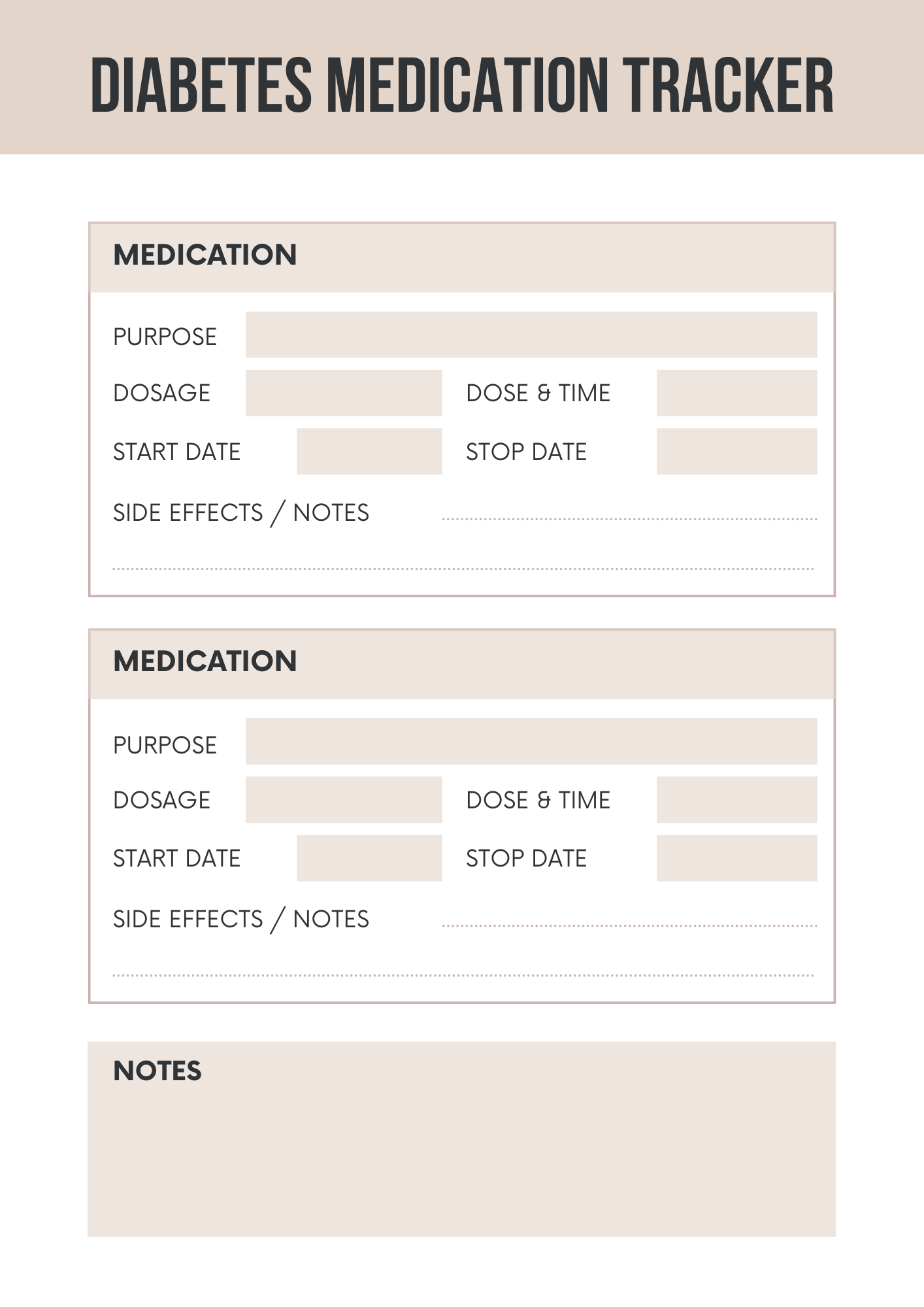 Diabetes Journal Template Daily Health Tracker for Managing Diabetes
