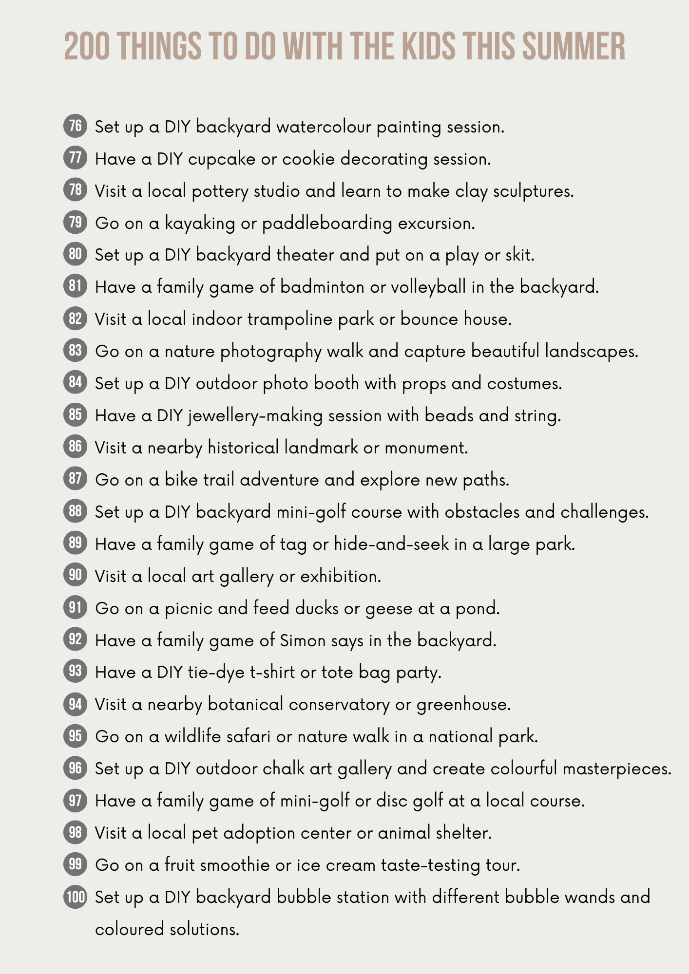 Things To Do With Kids This Summer