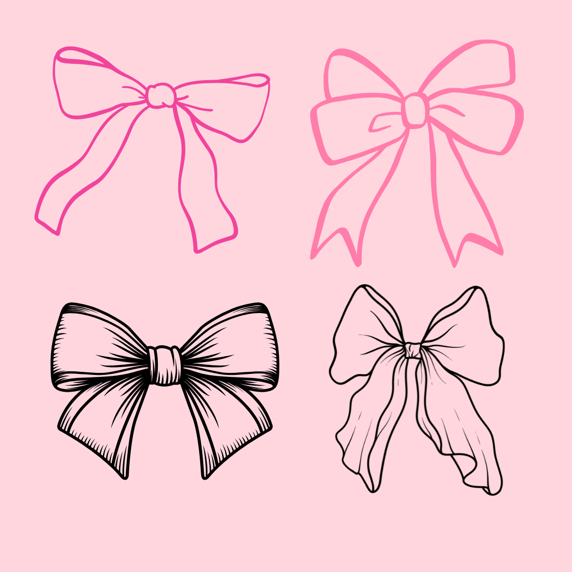 Messy Coquette Bows – Editable Canva Elements & PNG | Feminine Aesthetic Clipart