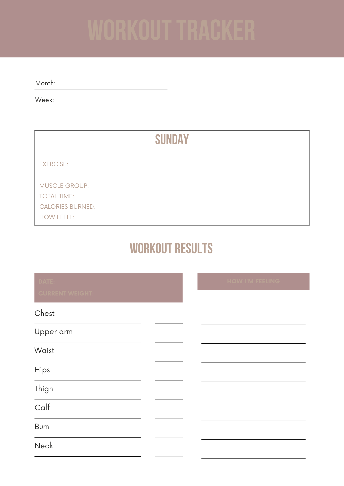 Fitness Planner Canva Free Editable Template