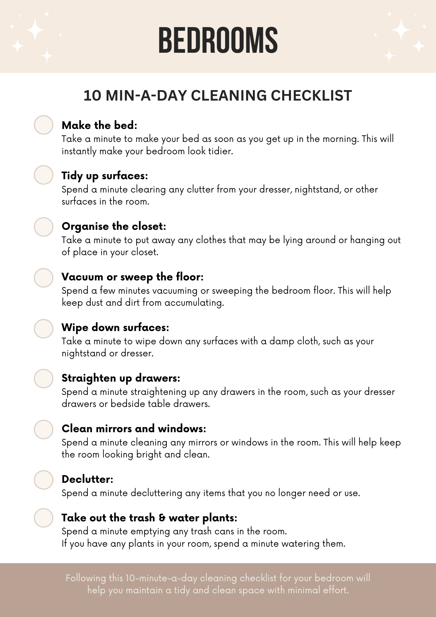 10m a Day Cleaning Checklists Canva Free Editable Template