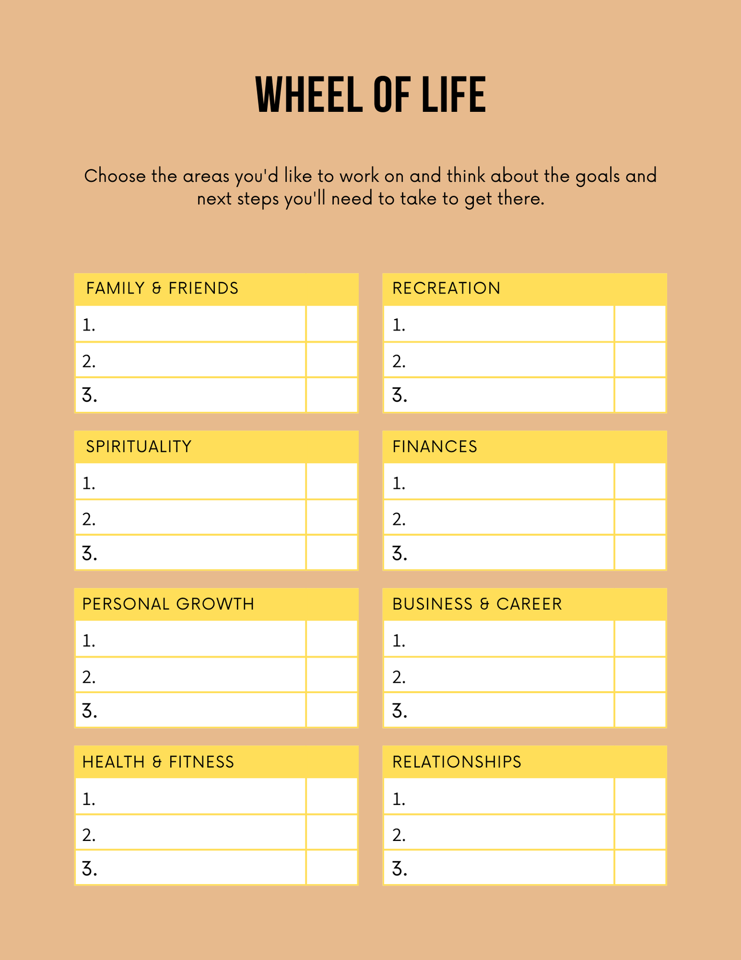 Wheel of Life Planner Printable Life Balance Worksheet & Journal