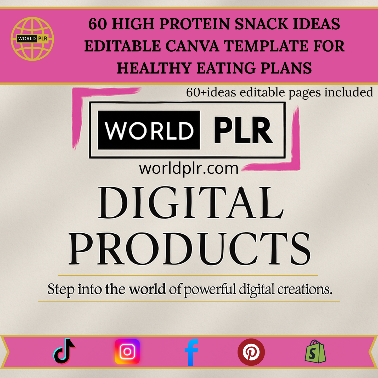60 High Protein Snack Ideas Editable Canva Template for Healthy Eating Plans