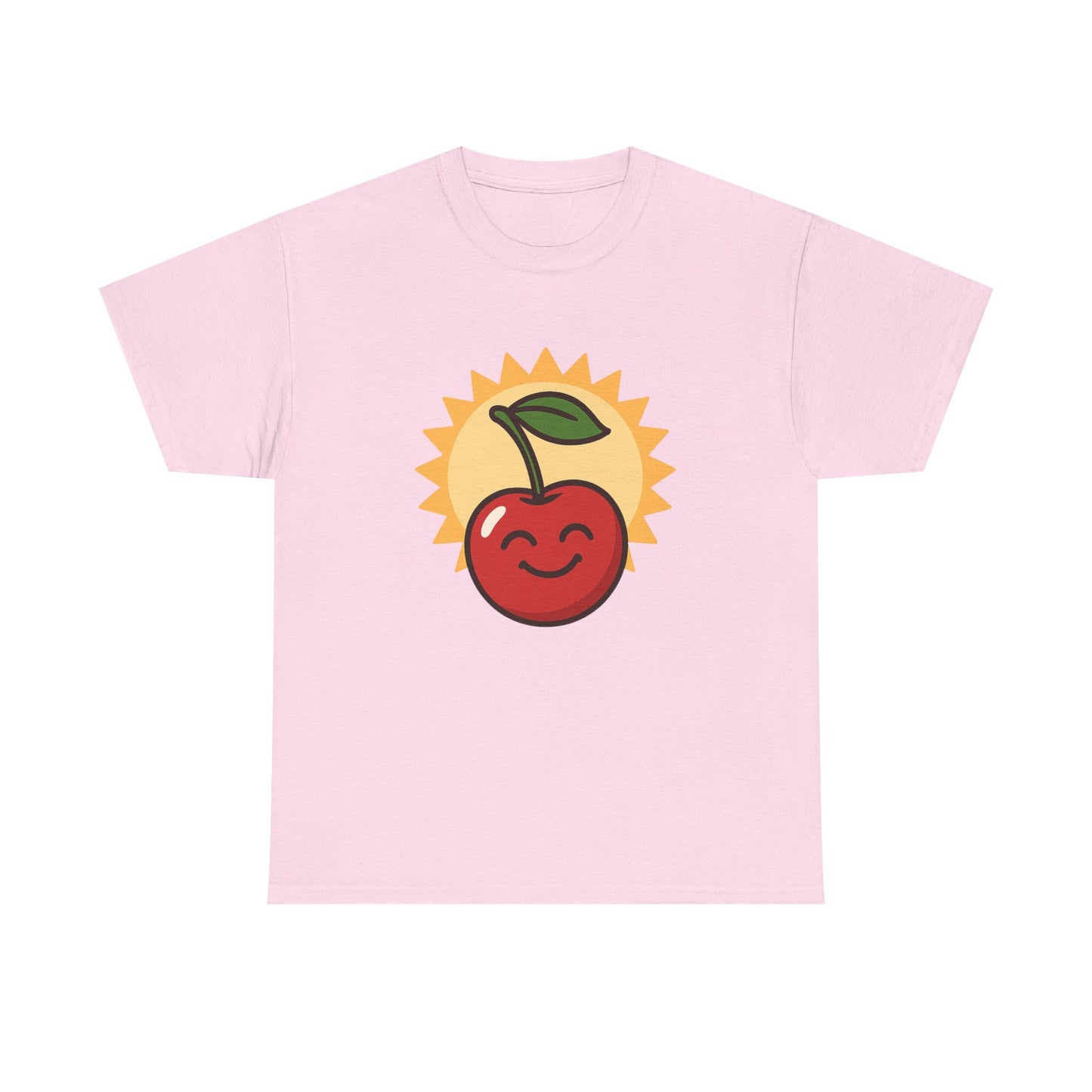 La vida es cereza, dulce arte de diseño italiano, ilustración de cereza feliz con sol