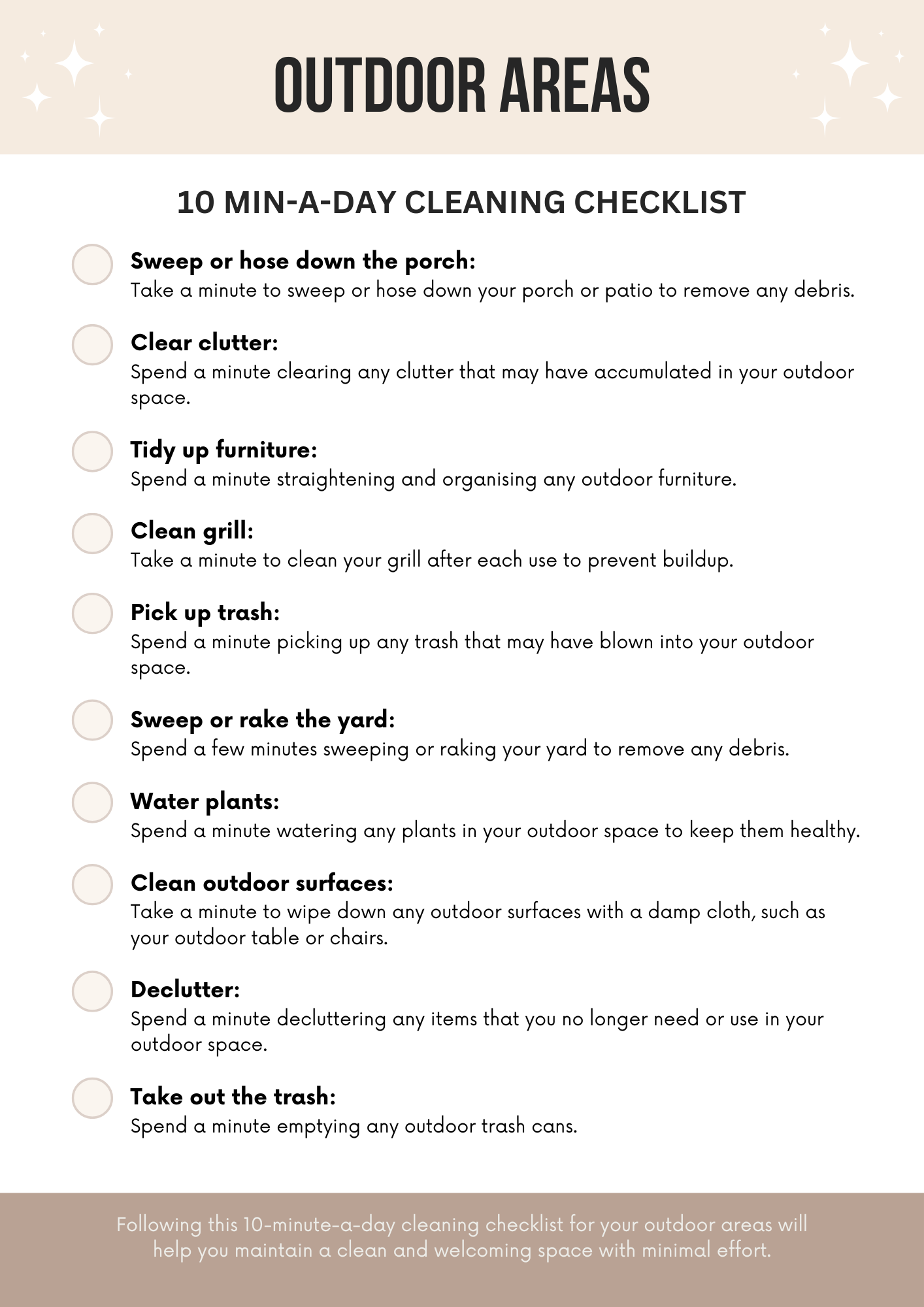 10m a Day Cleaning Checklists Canva Free Editable Template