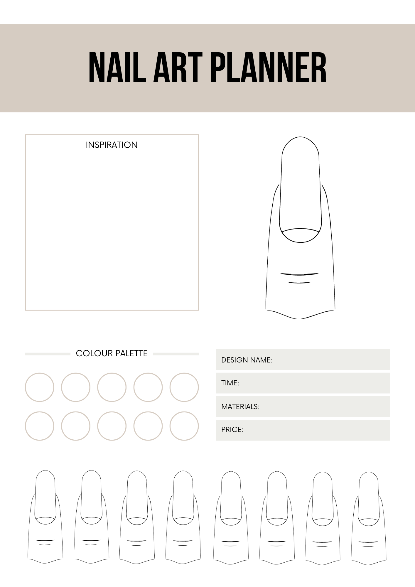 Printable Nail Art Planner Canva Template – Nail Design Organizer for Professionals & DIY