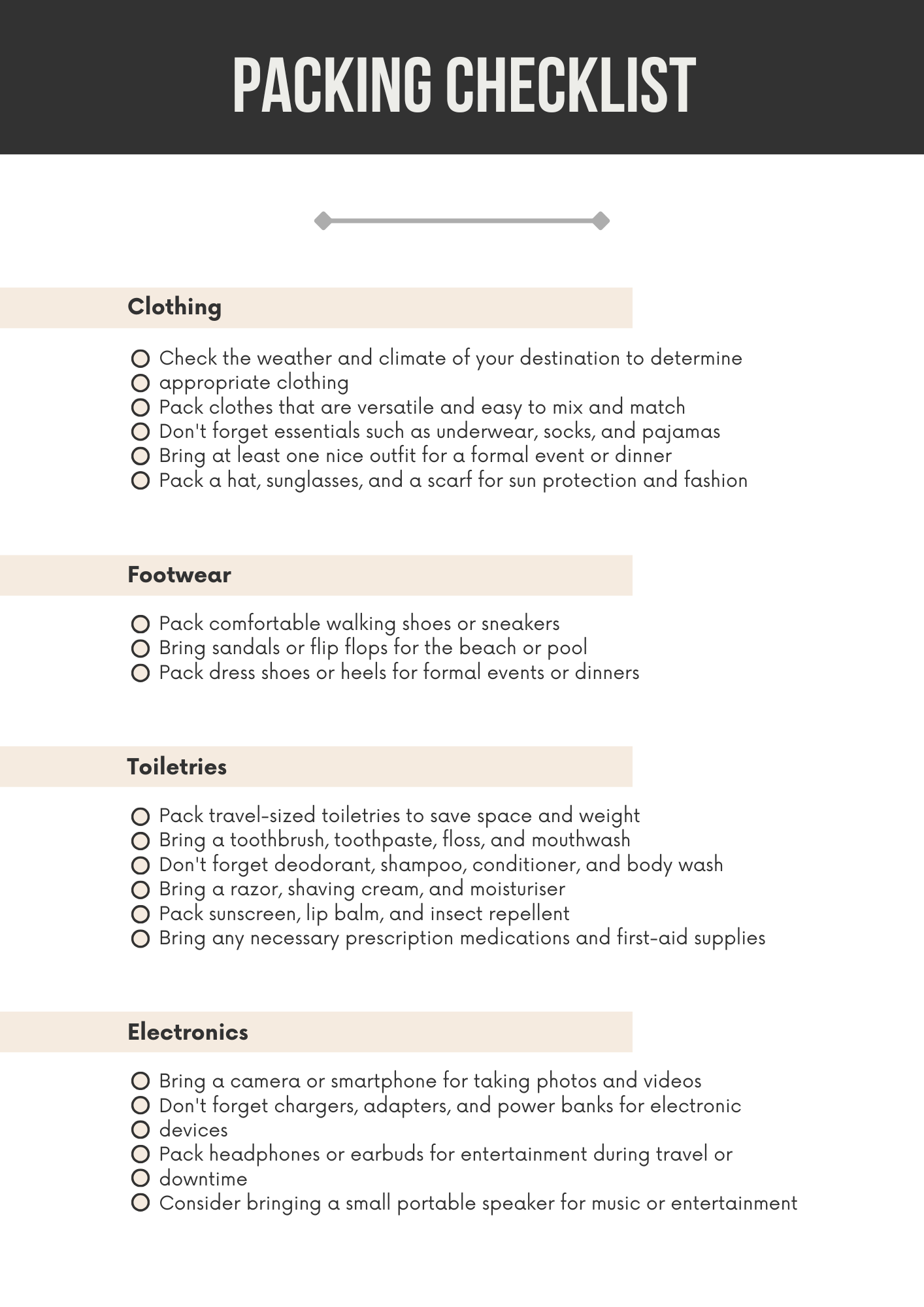 Travel Checklists Template for Easy Trip Planning