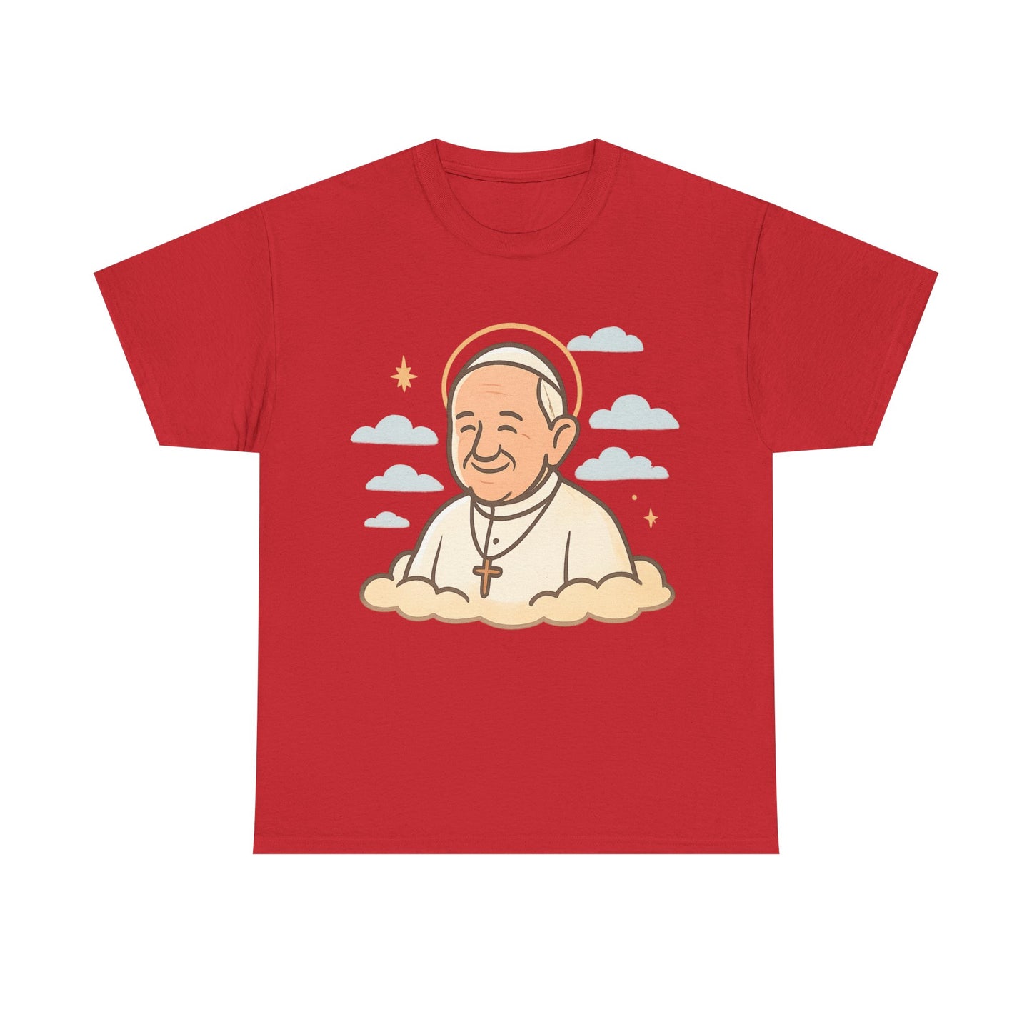 El Papa Francisco celestial en la nube | Ilustración de dibujos animados de homenaje pacífico