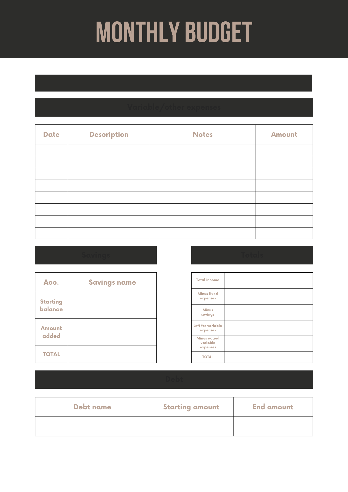 Financial Planner Editable Canva Template for Budget Management Success