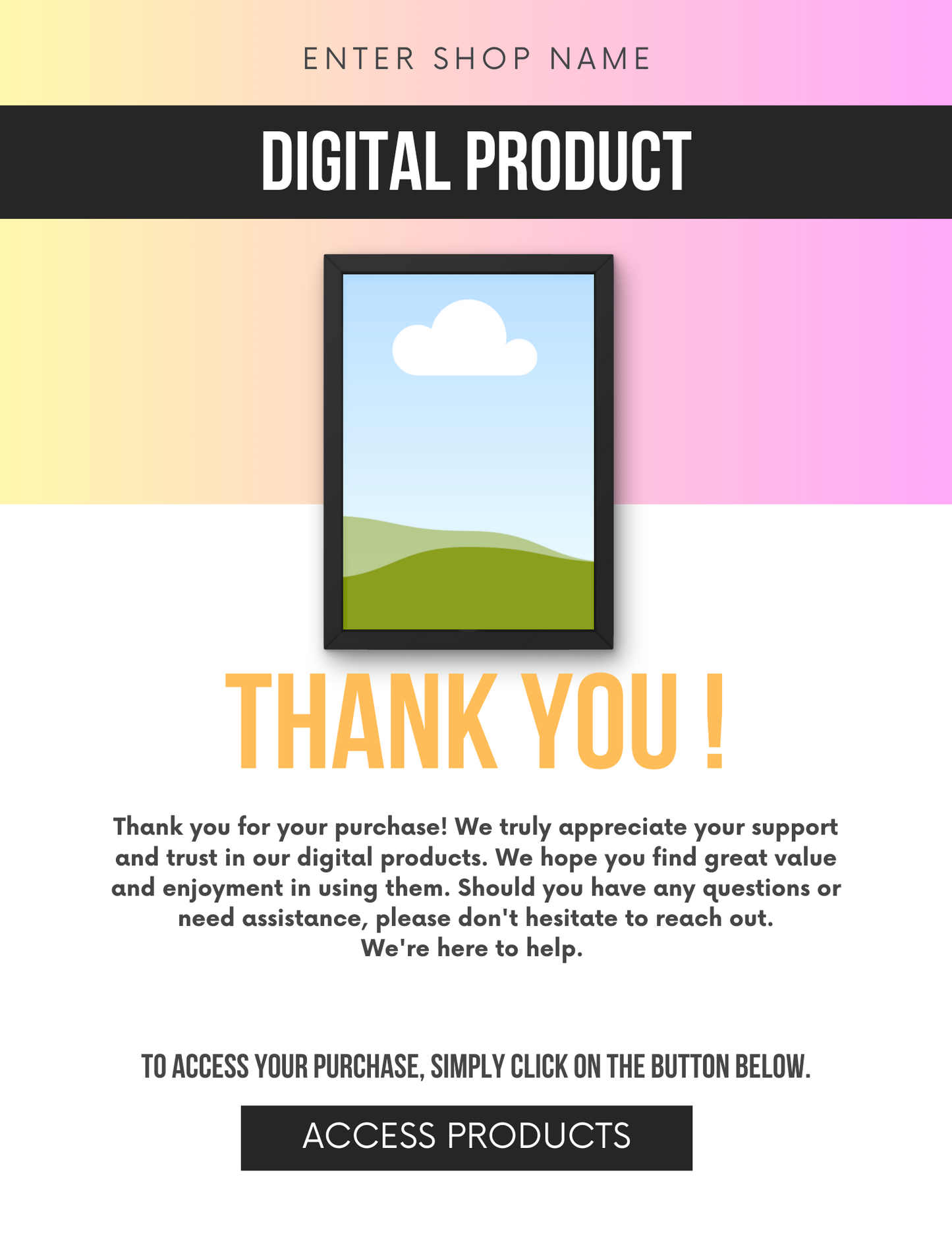 Digital Product Download Template Editable Canva Design for Businesses