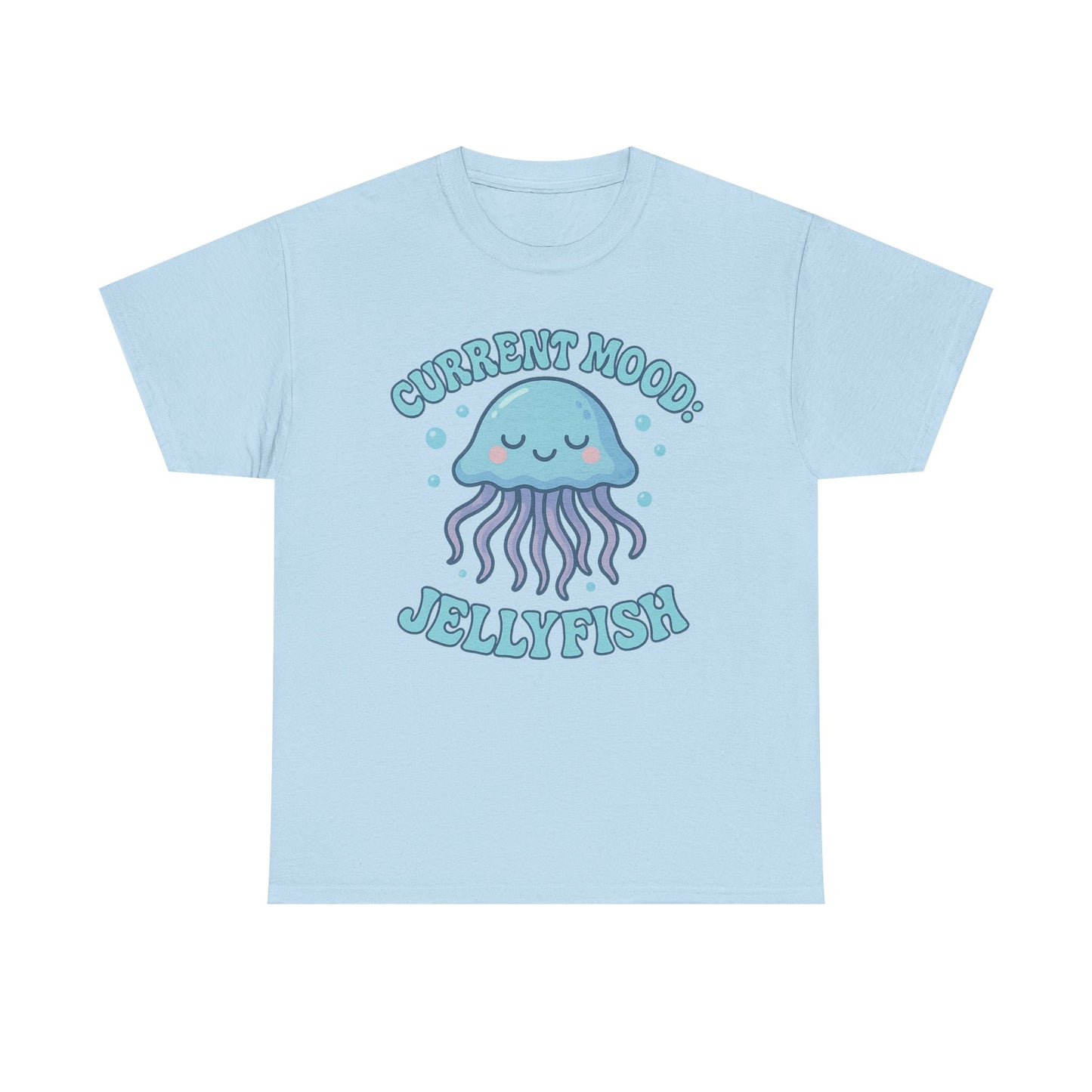 Camiseta de medusas con estado de ánimo actual, lindo diseño de animales marinos en tonos pastel con ambiente oceánico