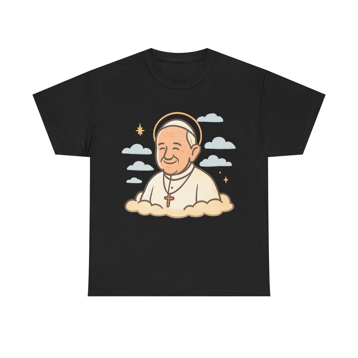 El Papa Francisco celestial en la nube | Ilustración de dibujos animados de homenaje pacífico