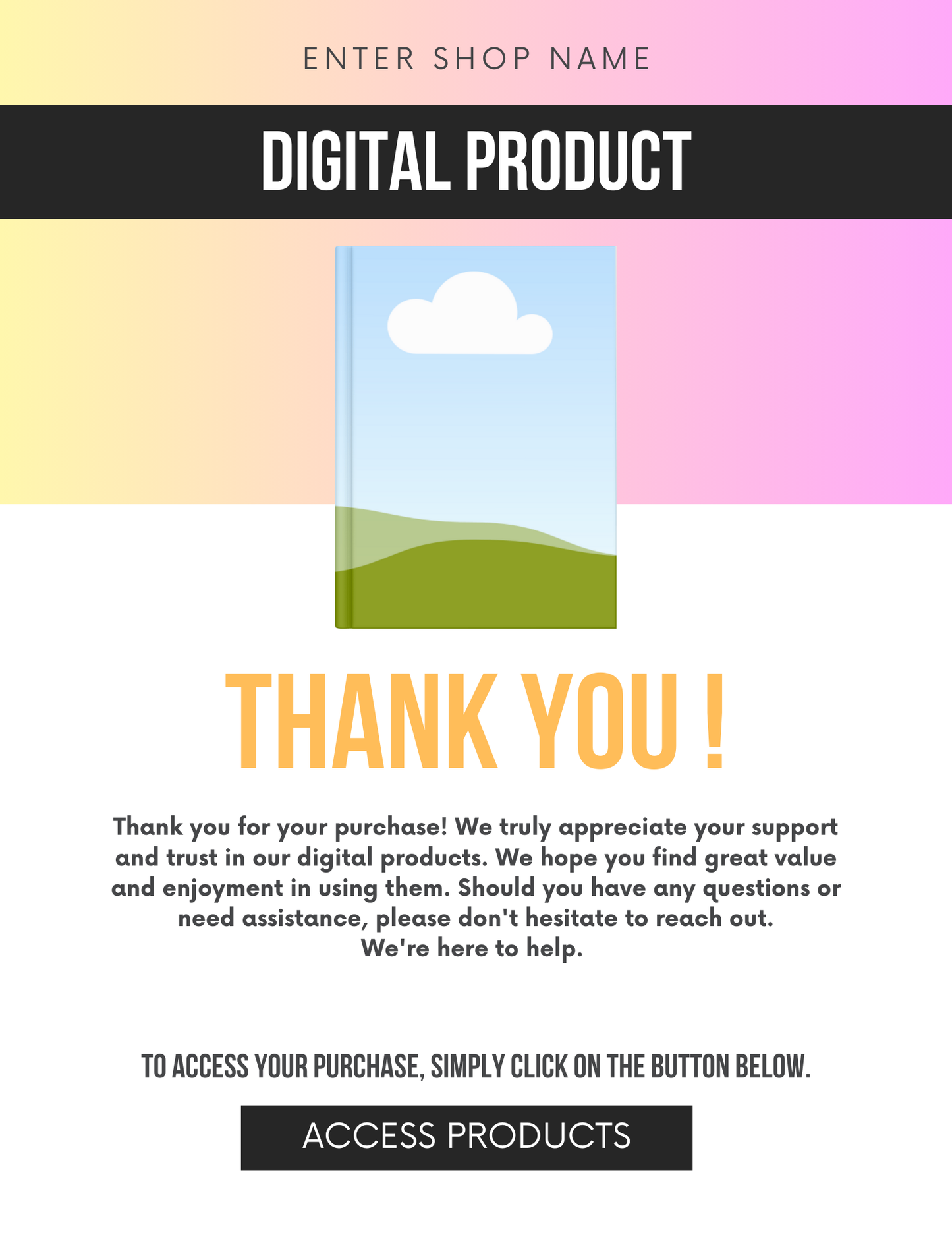 Digital Product Download Template Editable Canva Design for Businesses