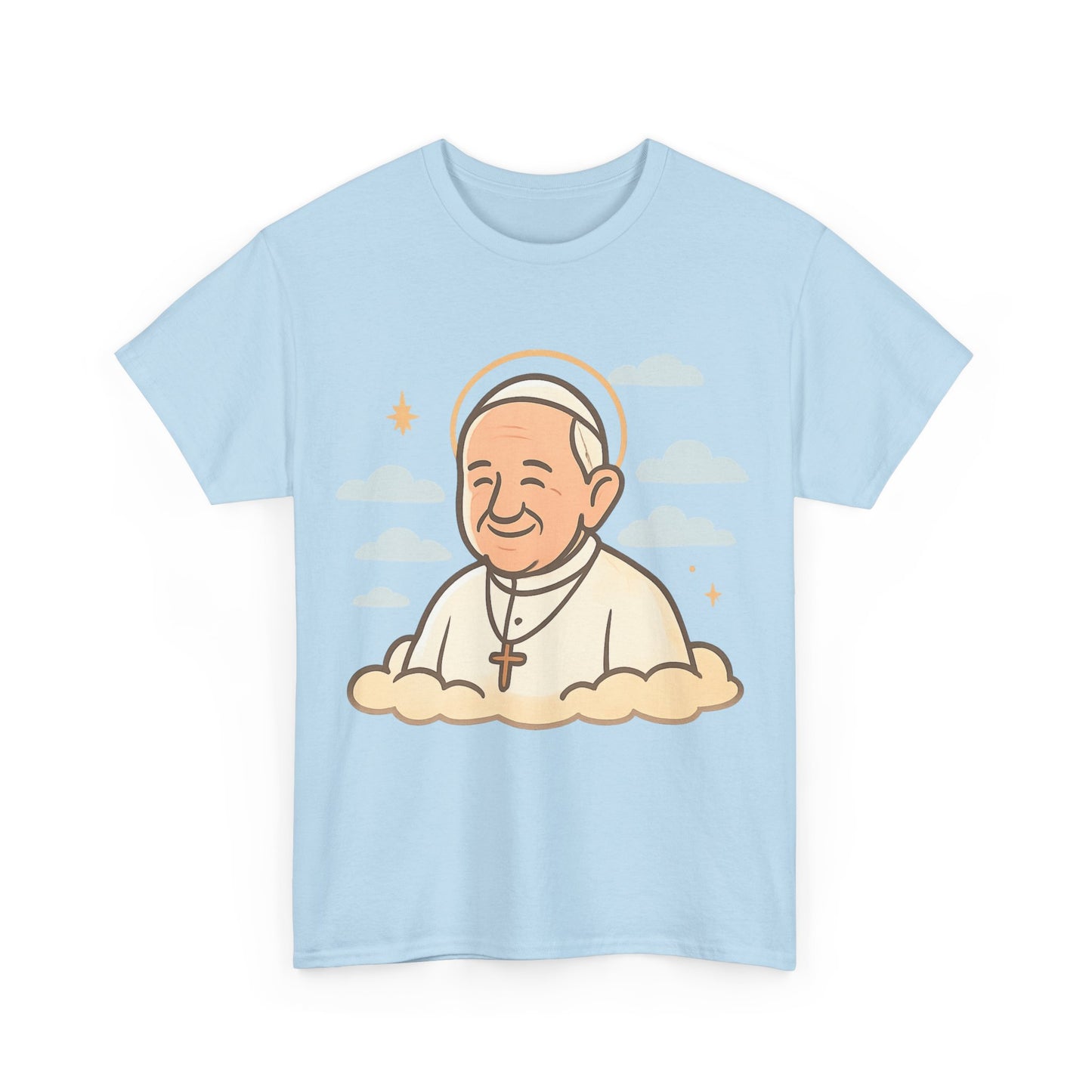 El Papa Francisco celestial en la nube | Ilustración de dibujos animados de homenaje pacífico