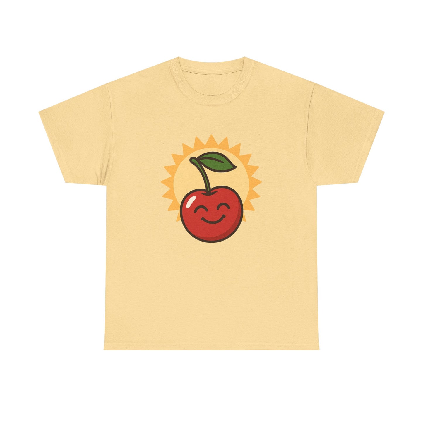 La vida es cereza, dulce arte de diseño italiano, ilustración de cereza feliz con sol
