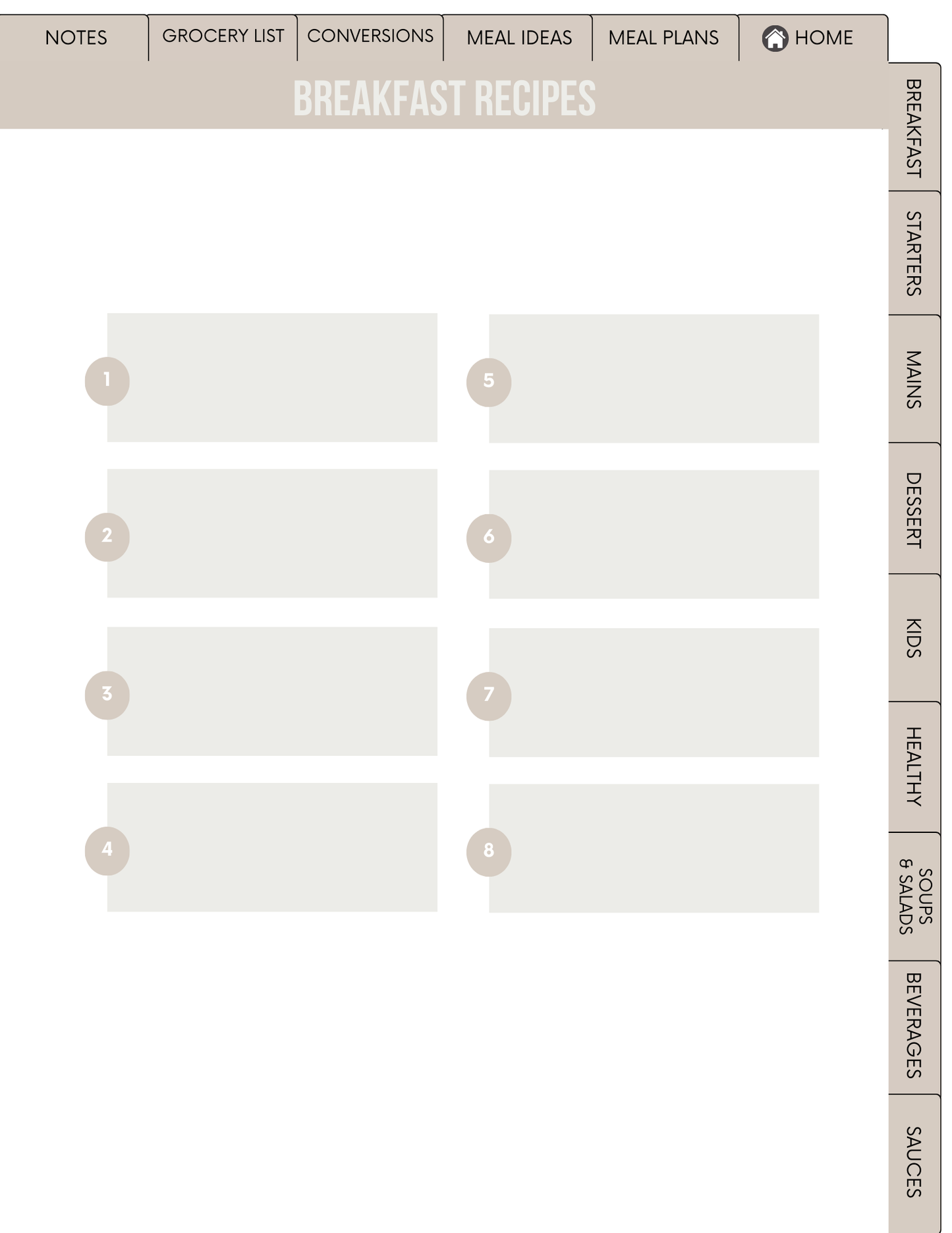Digital Recipe Planner Editable Canva Template for Meal Prepping Success