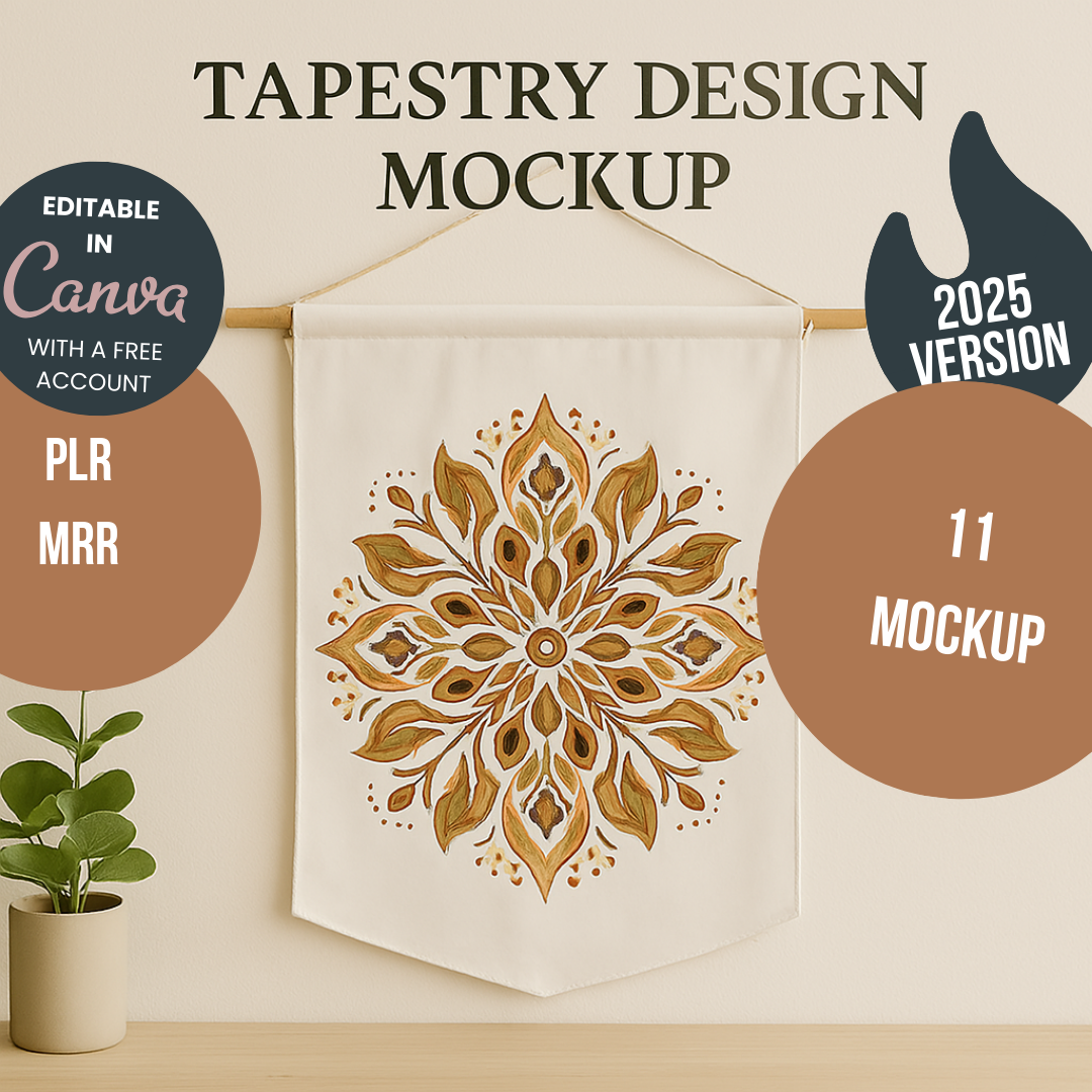 Canva Free Template Editable Tapestry Design Mockup for Printables