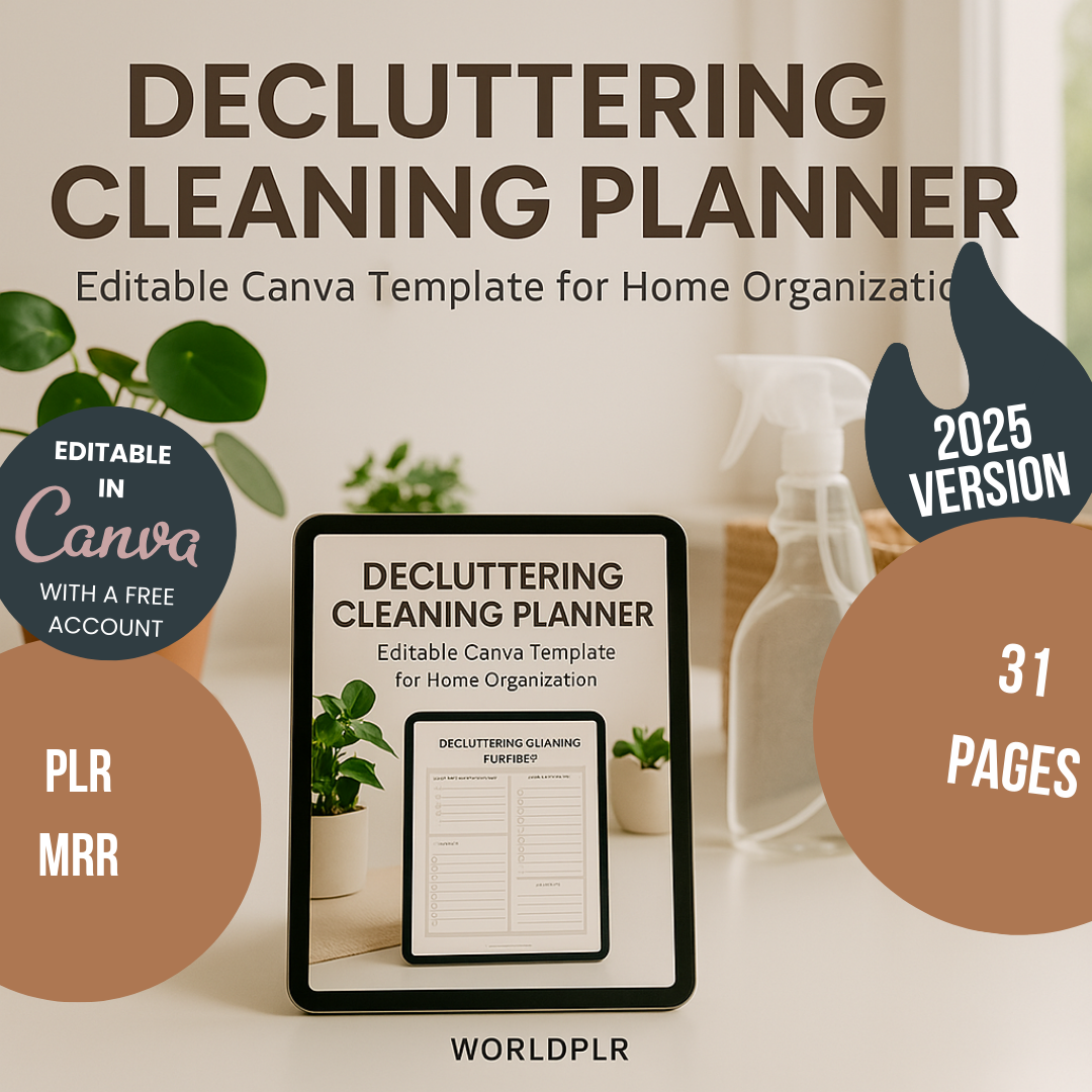 Decluttering Cleaning Planner Editable Canva Template for Home Organization