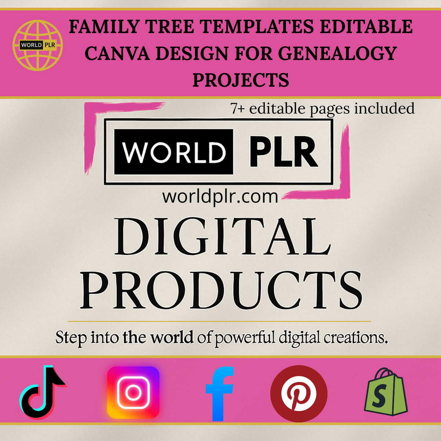 Famili Tree Template Editable Canva Design for Genealogy Project
