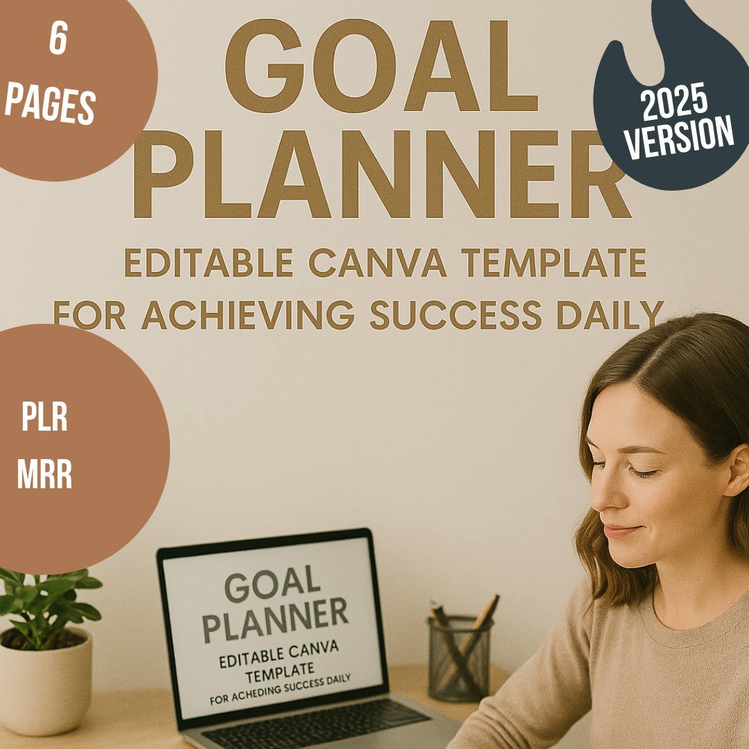 Goal Planner Editable Canva Template for Achieving Success Daily