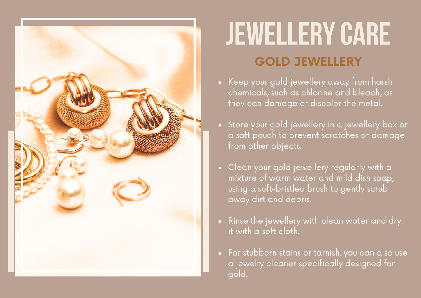 Jewellery Care Cards Editable Canva Template for Customer Use