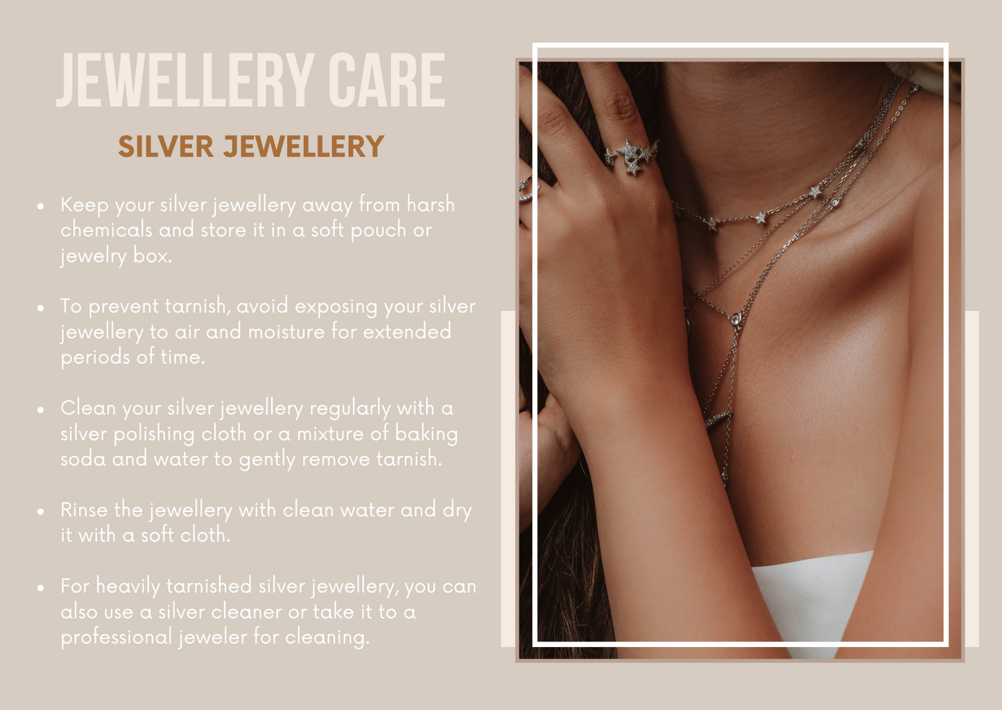 Jewellery Care Cards Editable Canva Template for Customer Use