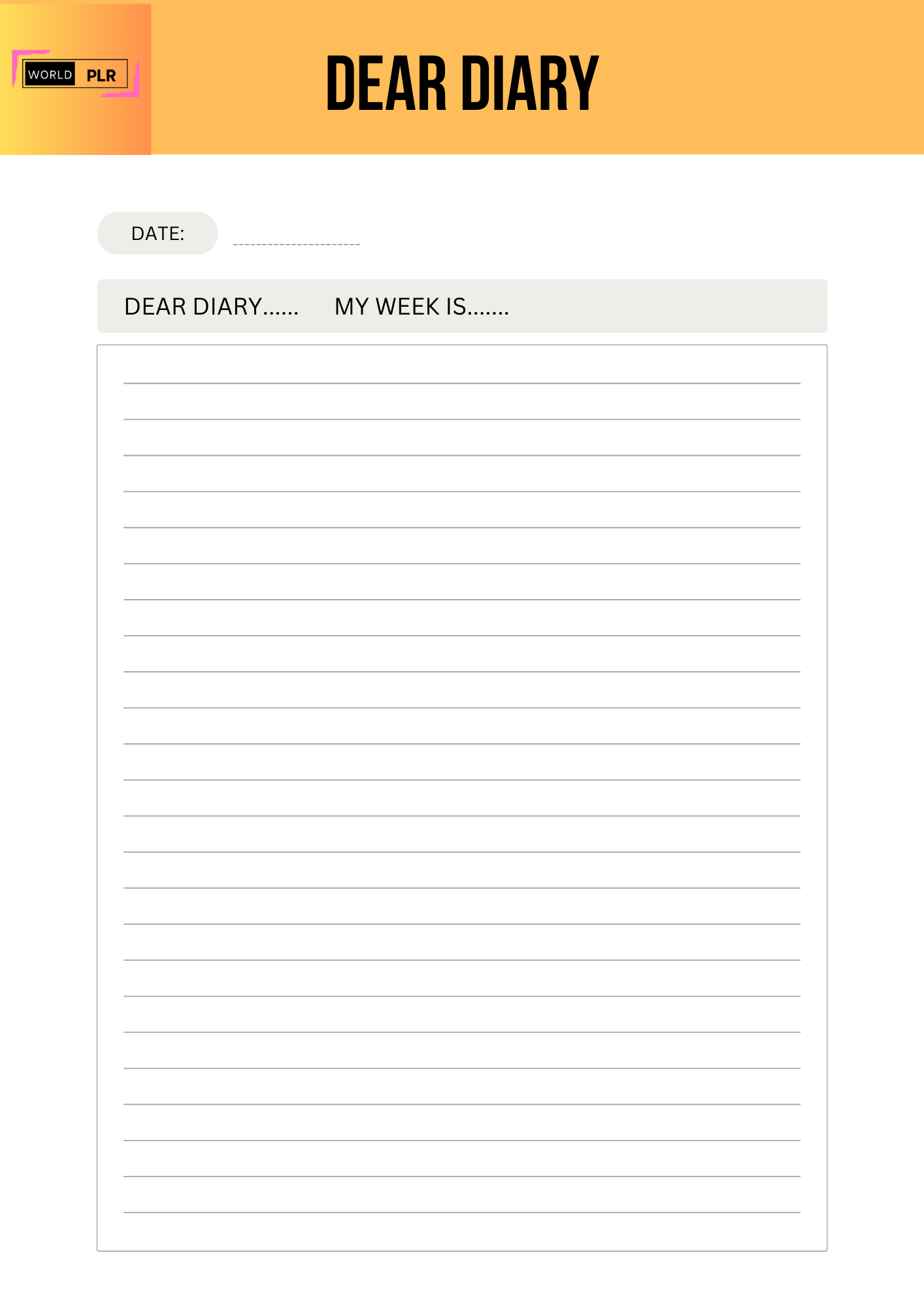 Journal Sheet - Dear Diary