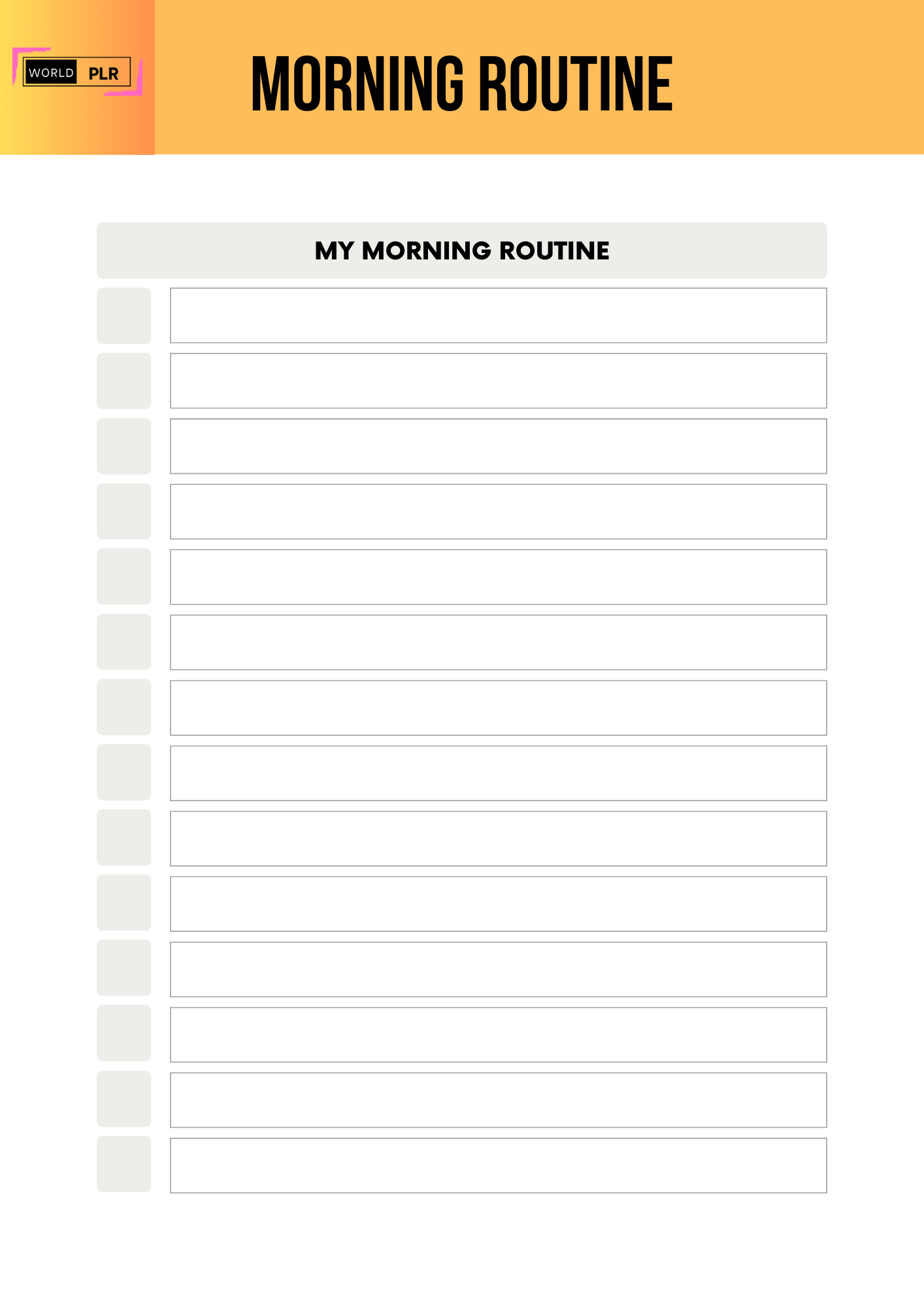 Journal Sheet - Morning Routine
