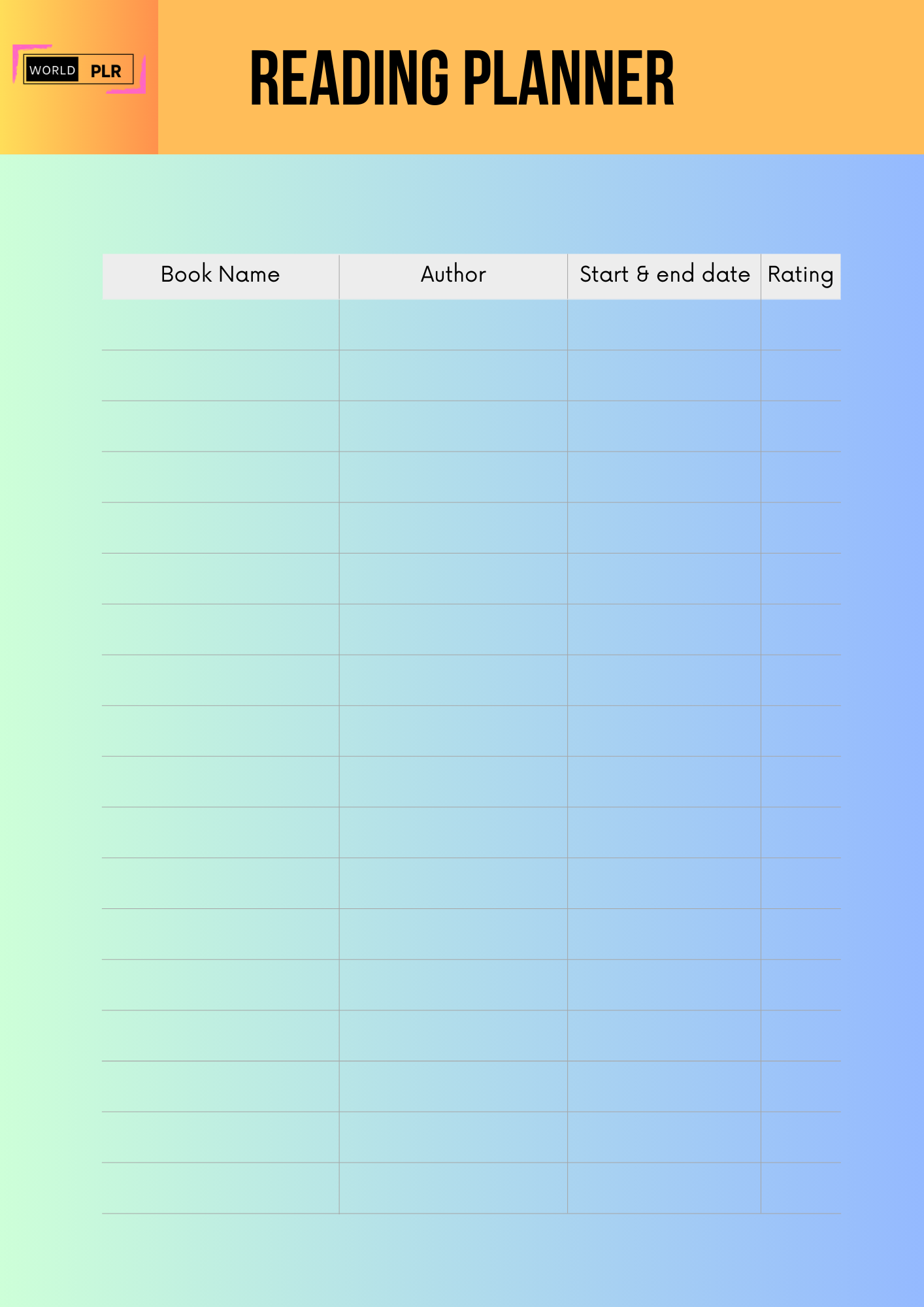 Journal Sheet - Reading Planner