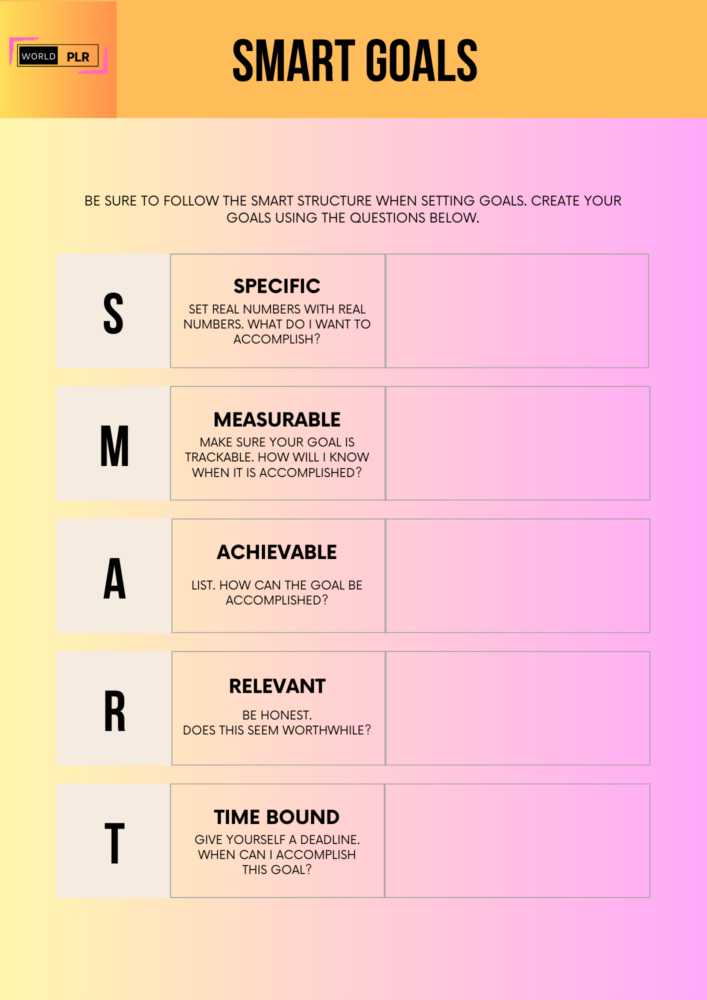Journal Sheet - Smart Goals