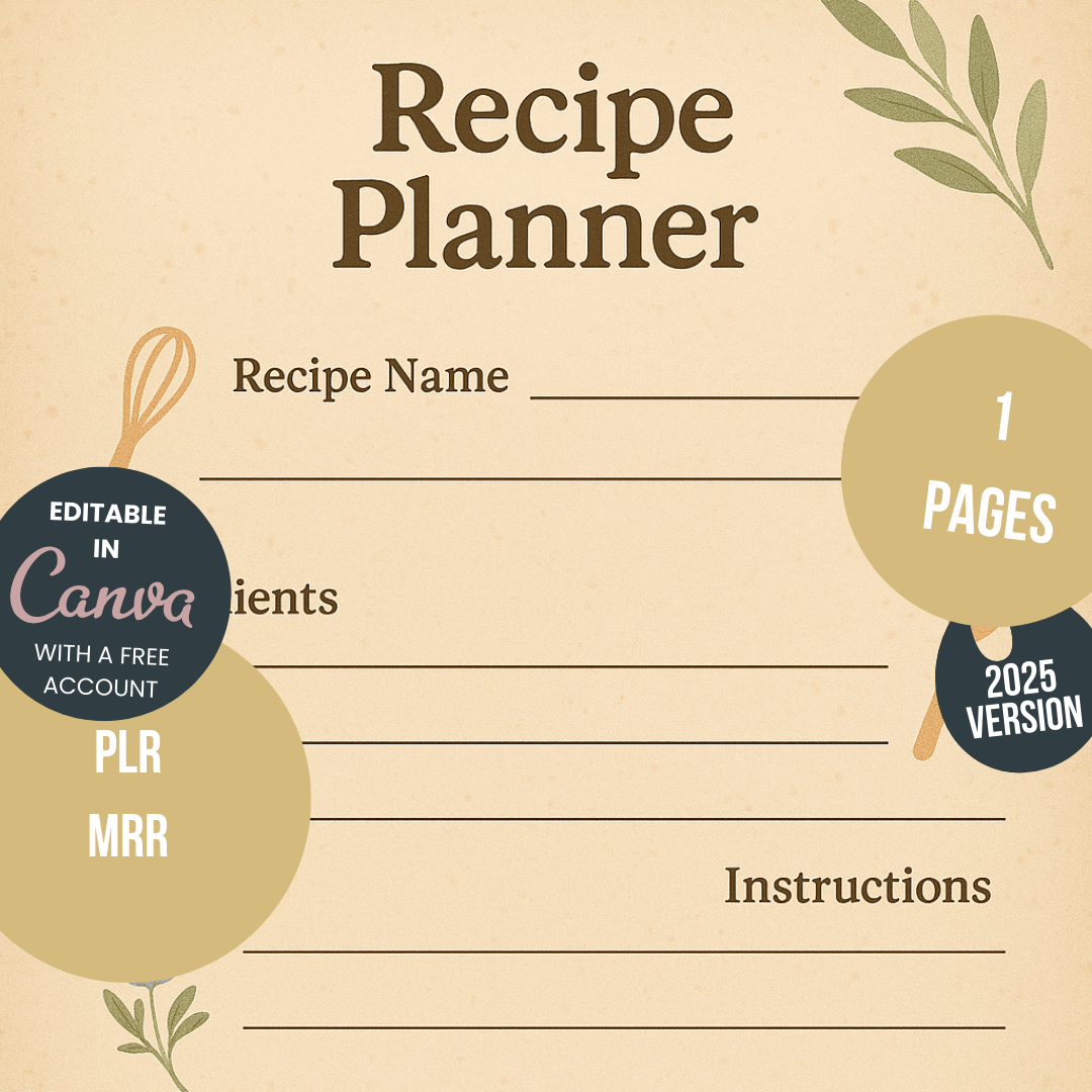 Journal Sheet - Recipe Planner