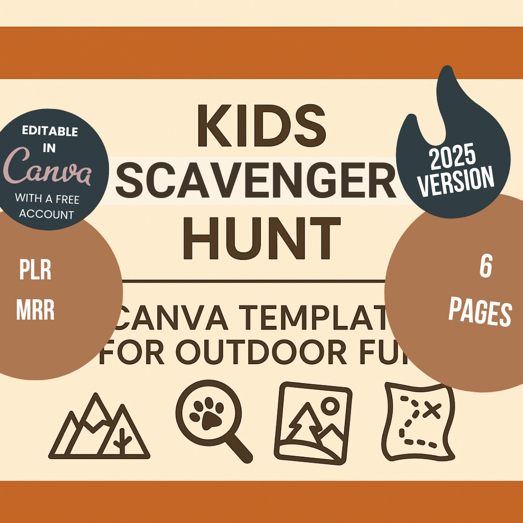Kids Scavenger Hunt Bundle Editable Canva Template for Outdoor Fun