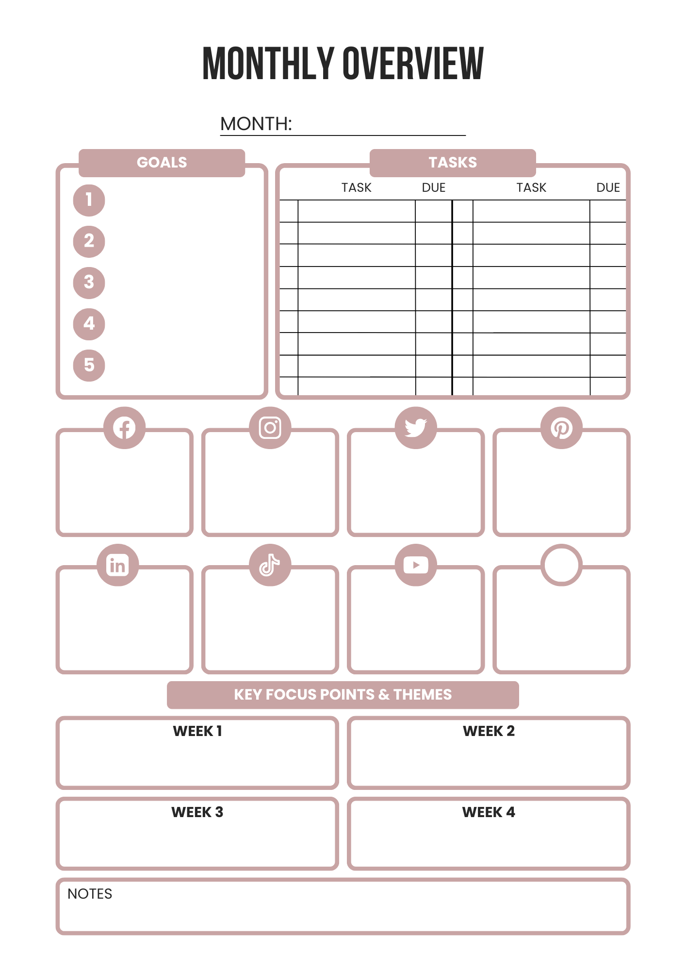 Social Media Planner 2025 – Editable Canva Template for Instagram, TikTok, Pinterest & Content Strategy