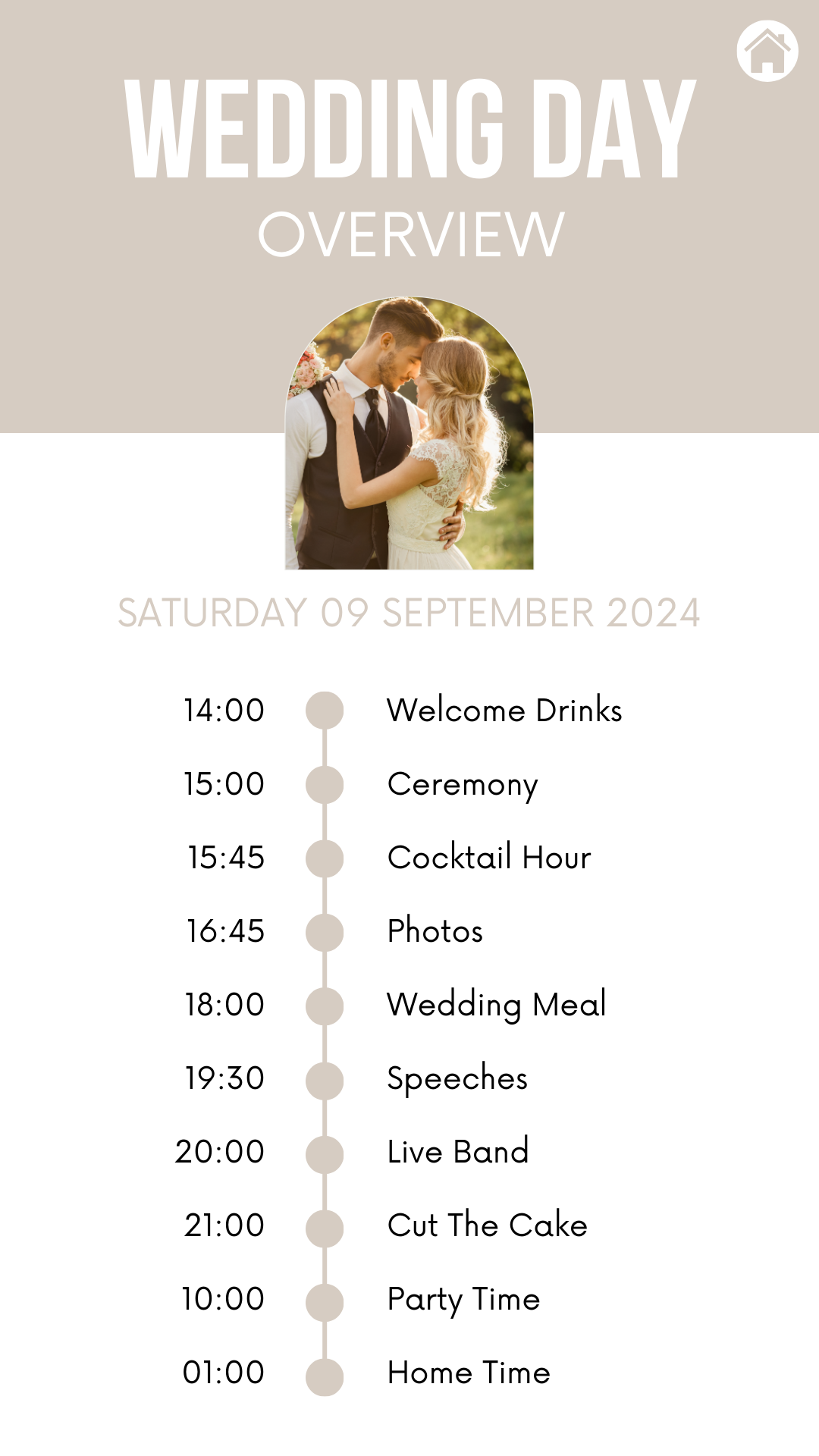 Wedding Itinerary for Guests Mobile Editable Canva Template Events