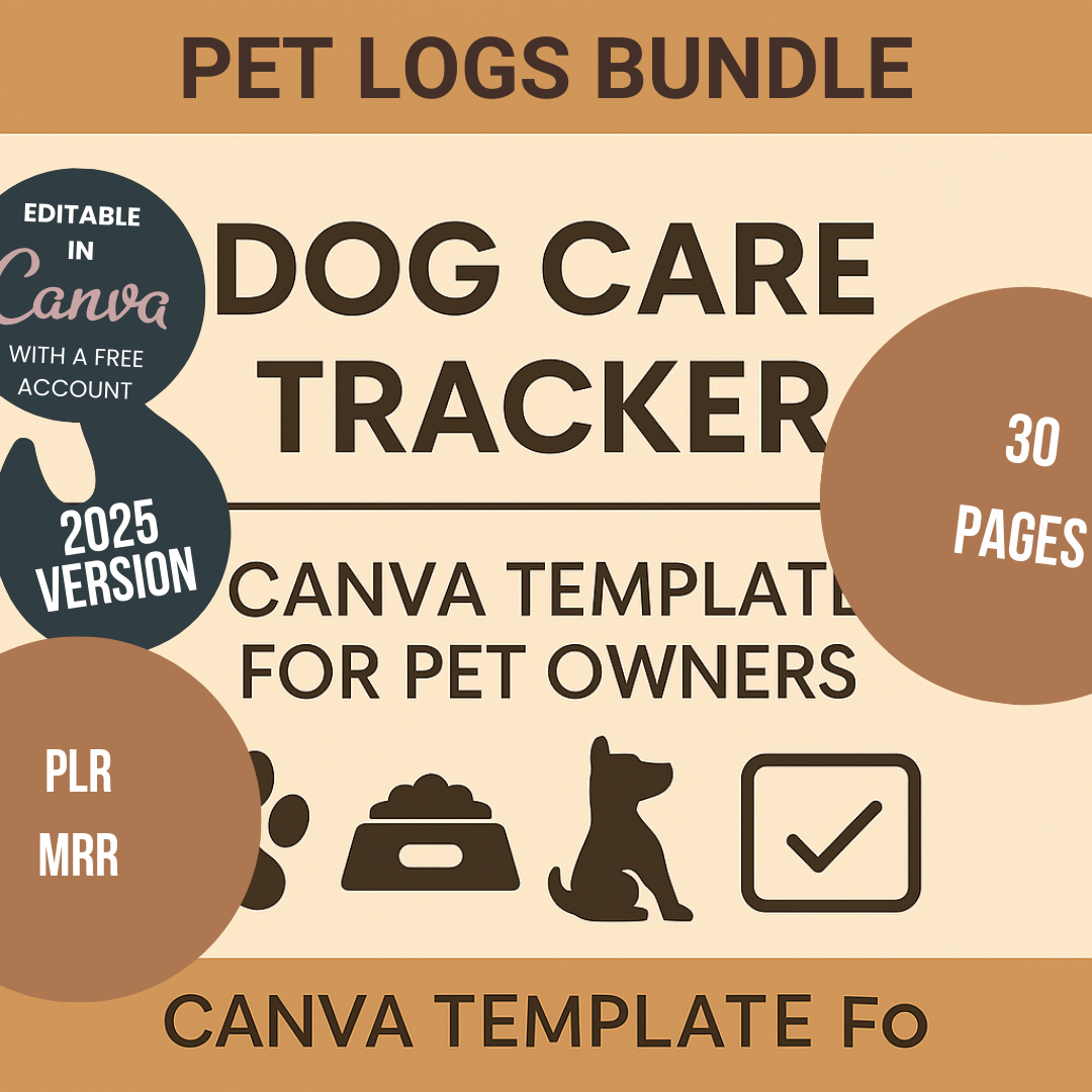 Pet Logs Bundle Editable Canva Template for Dog Owners Tracking