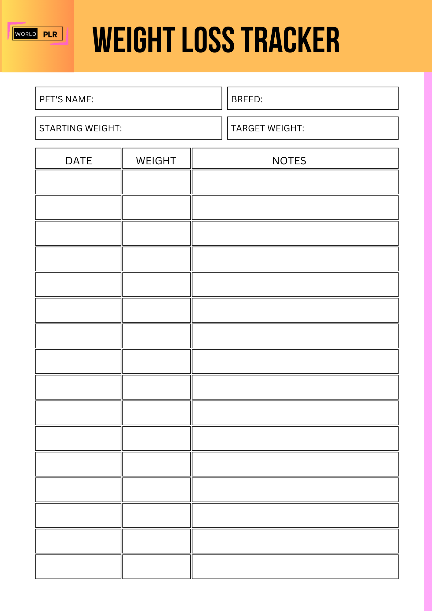 Pet Weight Loss Tracker
