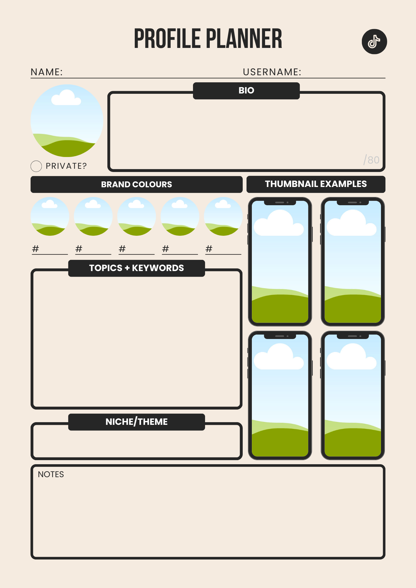 TikTok Content Planner Template Printable TikTok Post Scheduler | Digital Organizer for Creators