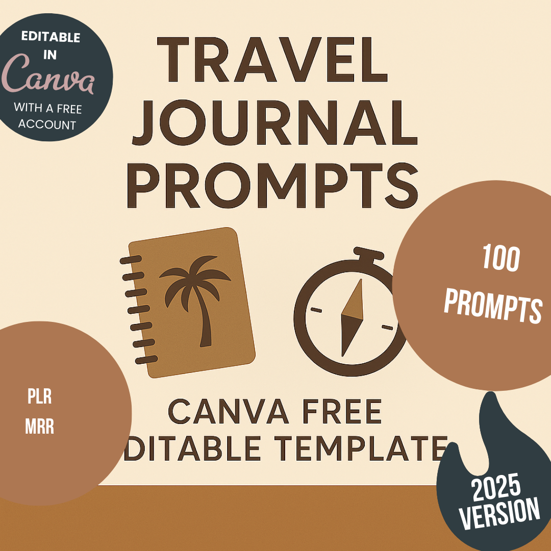 Travel Journal Prompts Canva Free Editable Template