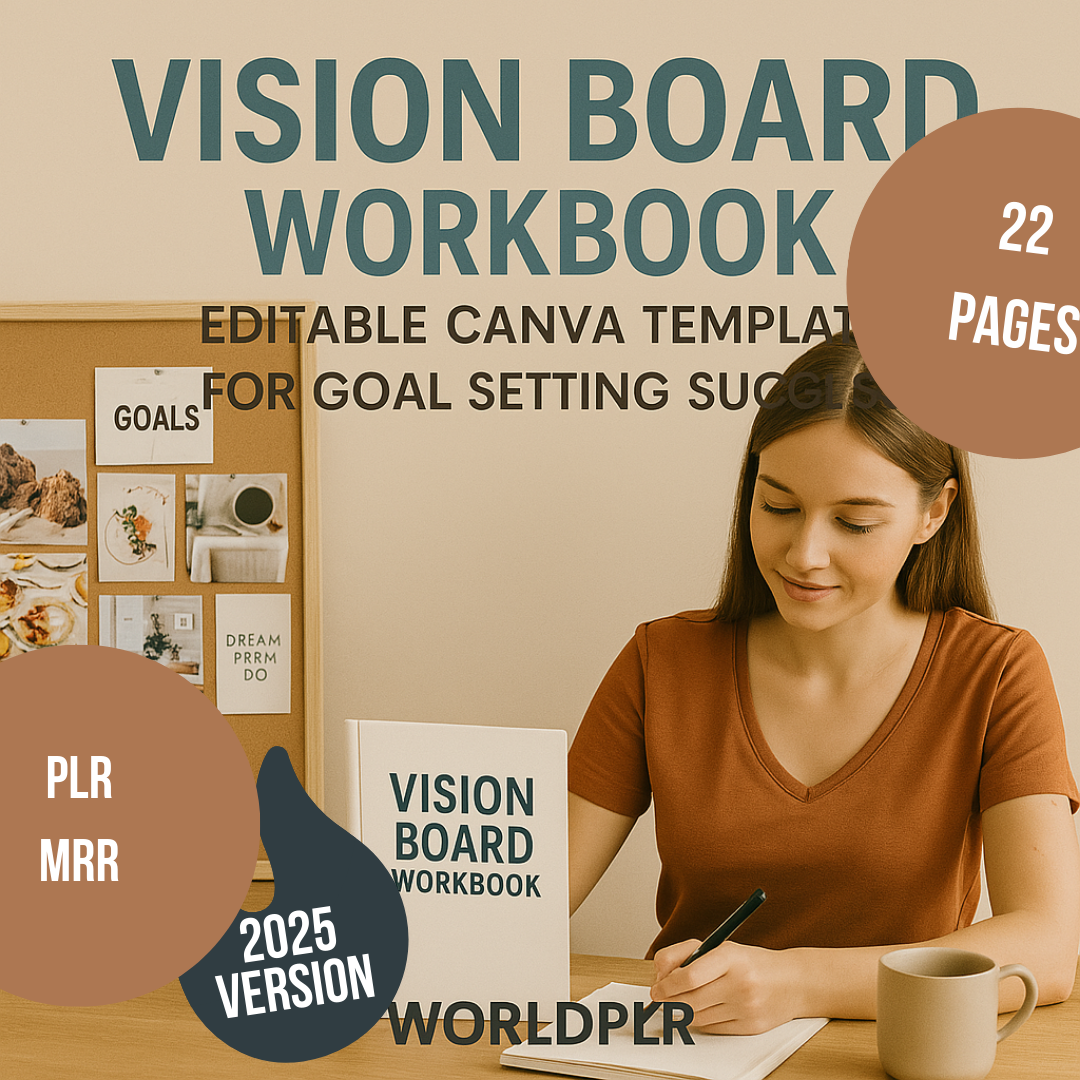 Vision Board Workbook Editable Canva Template for Goal Setting Success