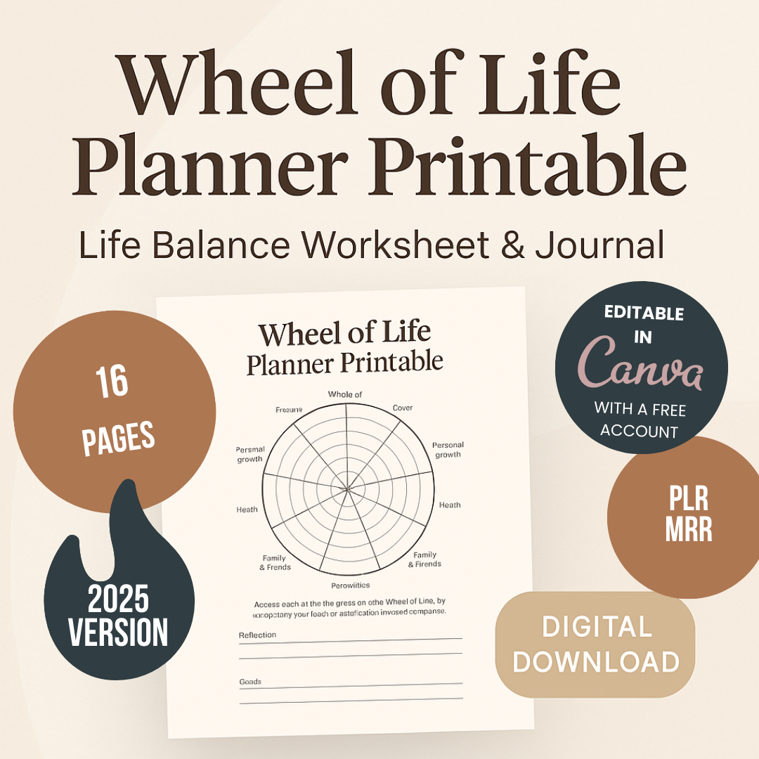 Wheel of Life Planner Printable Life Balance Worksheet & Journal