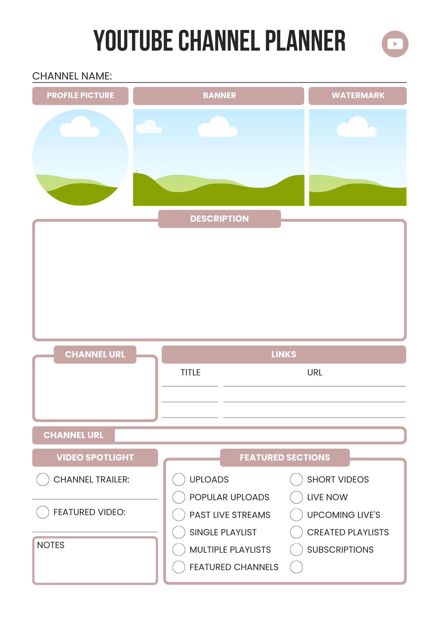 YouTube Planner 2025 – Editable Canva Template for Video Content, Growth & Monetization