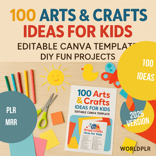 100 Arts Crafts Ideas for Kids Editable Canva Template DIY Fun Projects